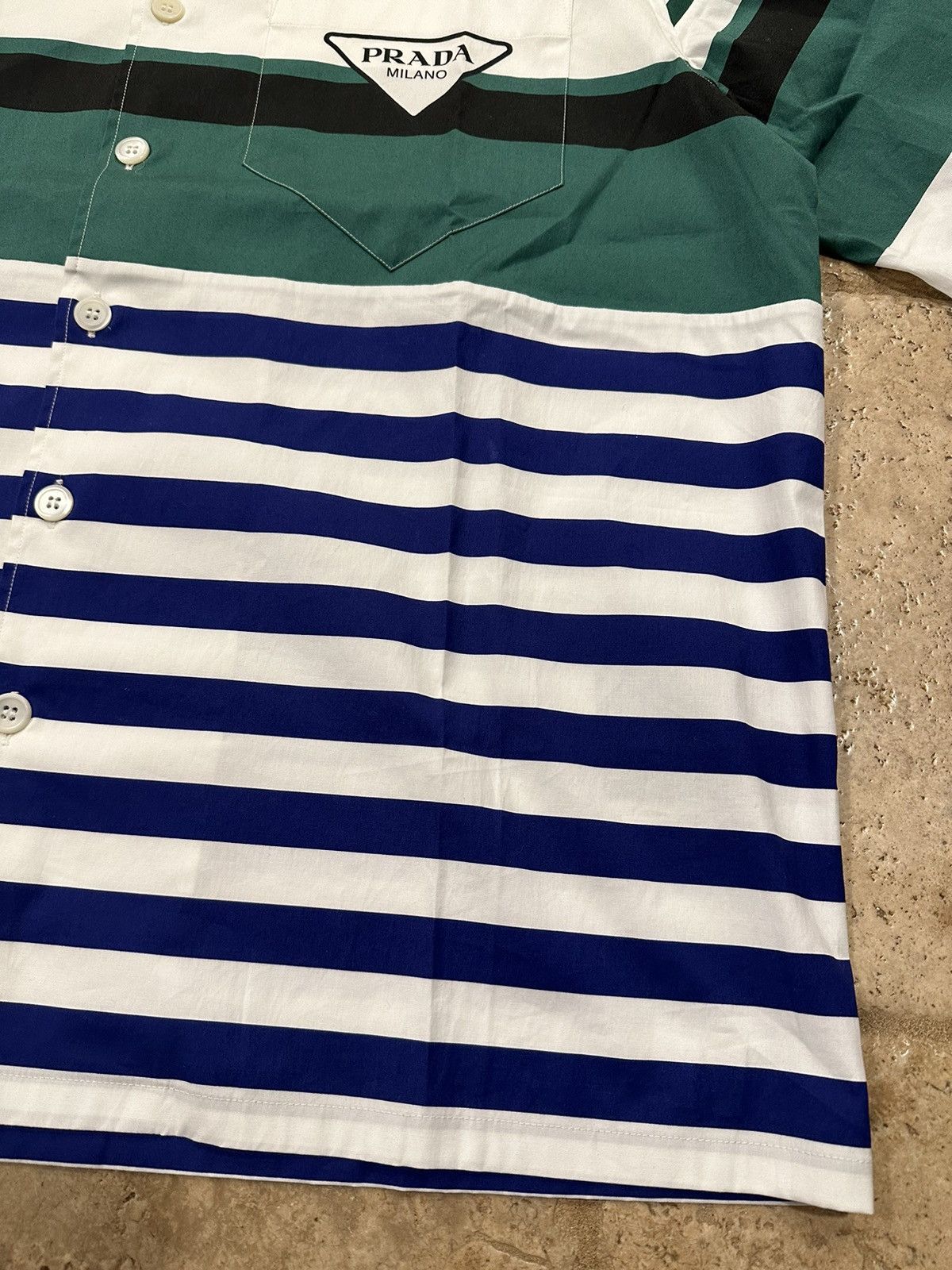 Prada Prada x Raf Simmons SS22 Camp Collar Striped Bowling Shirt Size US L / EU 52-54 / 3 - 5 Thumbnail
