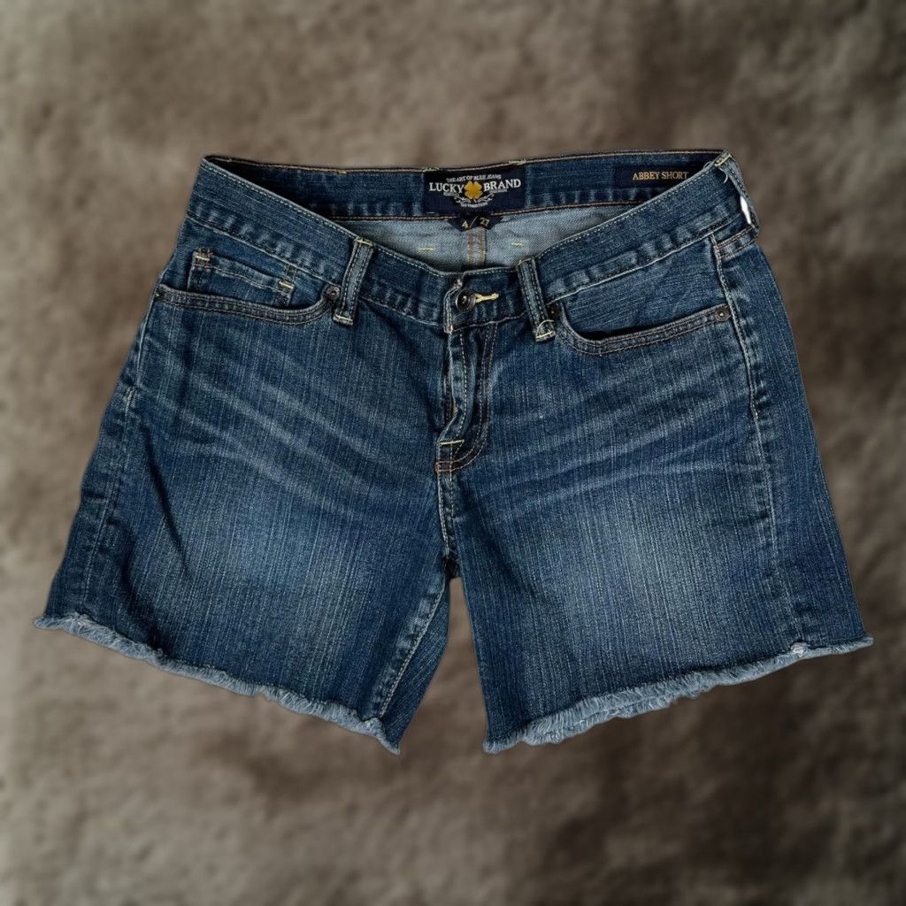 Lucky Brand Lucky Brand Denim Shorts Womens 4 27 Blue Abbey Cut-Off Short Raw Hem Jeans Casual Size 27" / US 4 / IT 40 - 1 Thumbnail