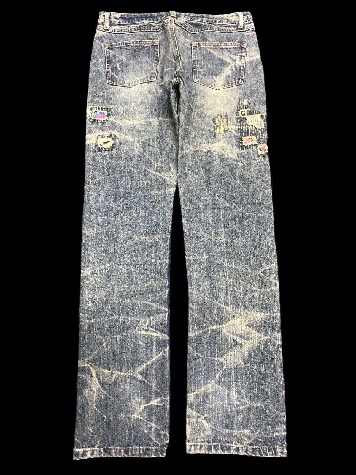 Designer 💥DENIM ART💥PLAYCHESS Rare Distressed Boro Style Denim F177 Size US 31 - 2 Thumbnail