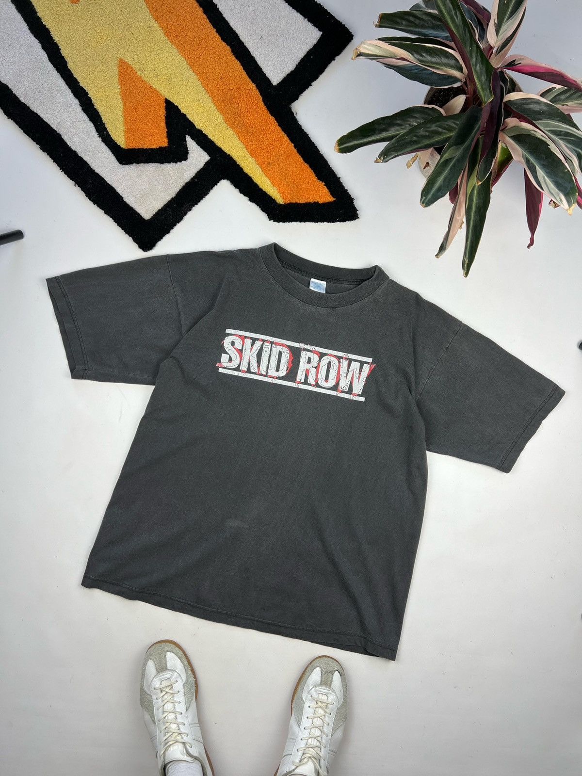 Image of Rare 90's Skid Row Vintage Rock Metal Band Vintage Tshirt in Faded Black, Men's (Size XL)