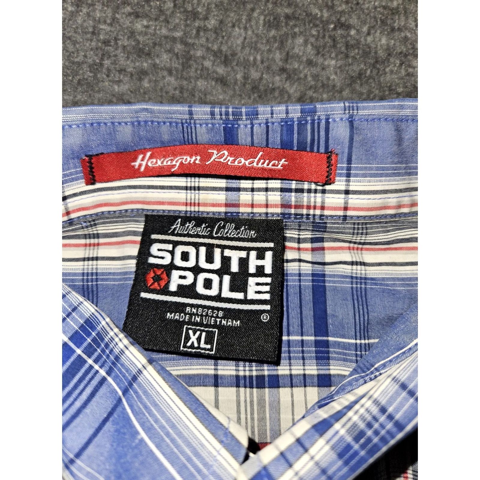Southpole Southpole Button-Up Shirt Men's XL Blue Plaid Short Sleeve Casual Hip Hop Y2K Size US XL / EU 56 / 4 - 2 Thumbnail