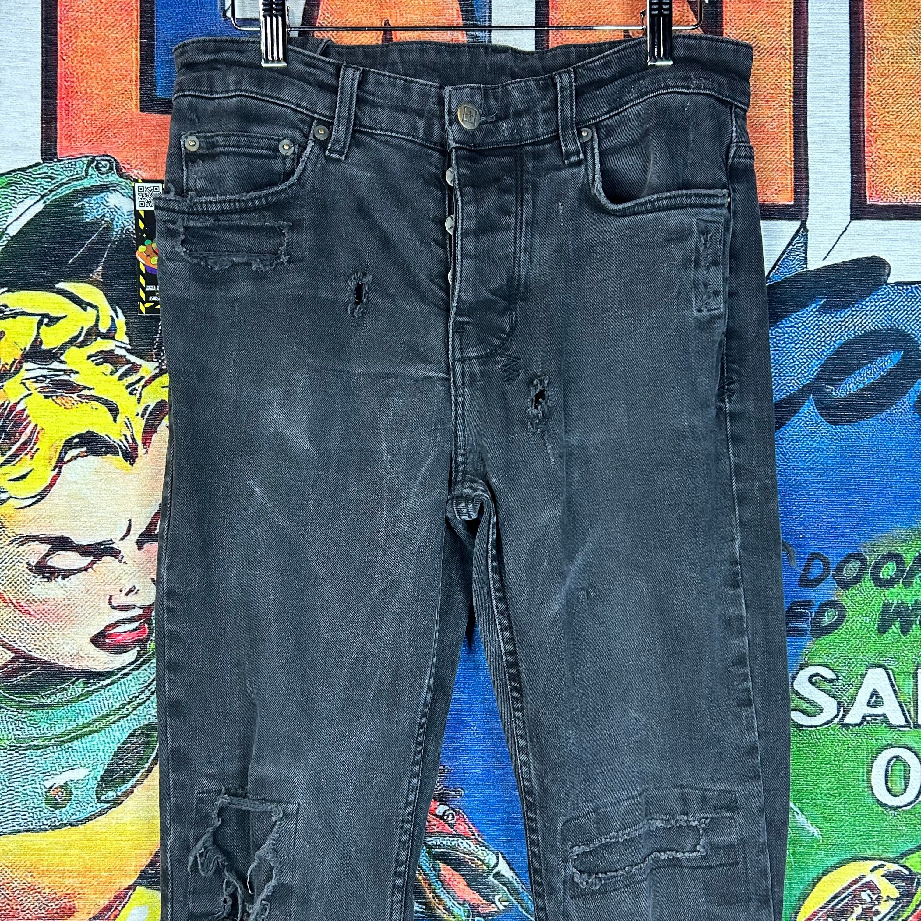 Ksubi Ksubi Jeans KM82 Stretch Faded Black button Fly Distressed Size US 34 / EU 50 - 7 Thumbnail