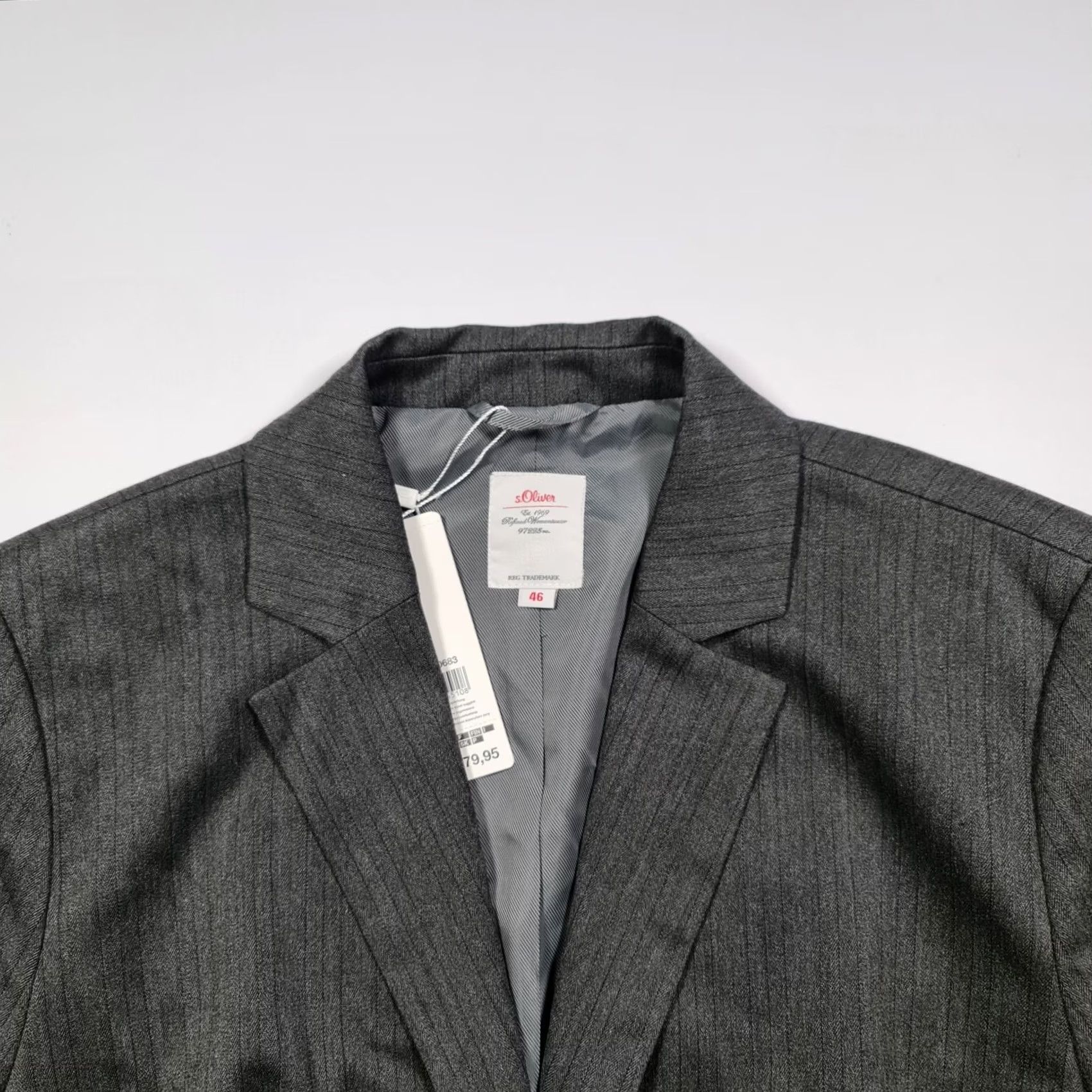s.Oliver S.Oliver Womens Blazer Grey 20 UK Stripe Pattern Jacket Size 3XL / US 20-22 - 2 Thumbnail