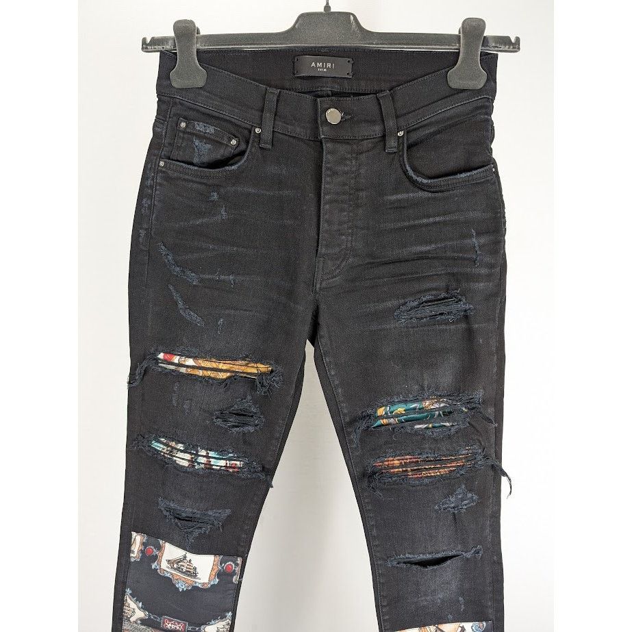 Amiri o1rshd1 Scarves Art Patch Jeans in Antique Black 28 Size US 28 / EU 44 - 3 Thumbnail