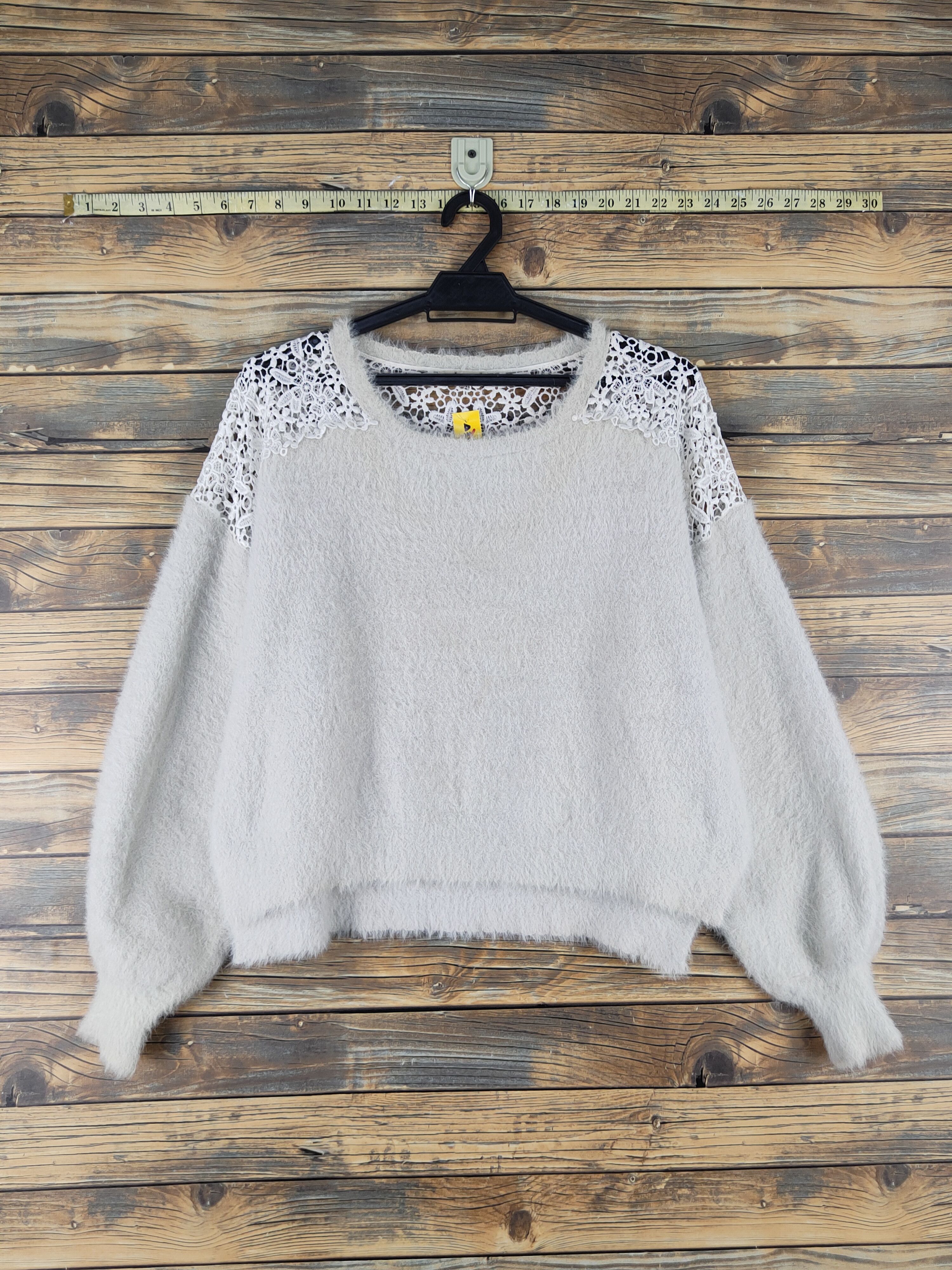Japanese Brand Aces Femme Light Gray Shag Shaggy Fur Mohair Knitwear #W1196 Size M / US 6-8 / IT 42-44 - 1 Thumbnail