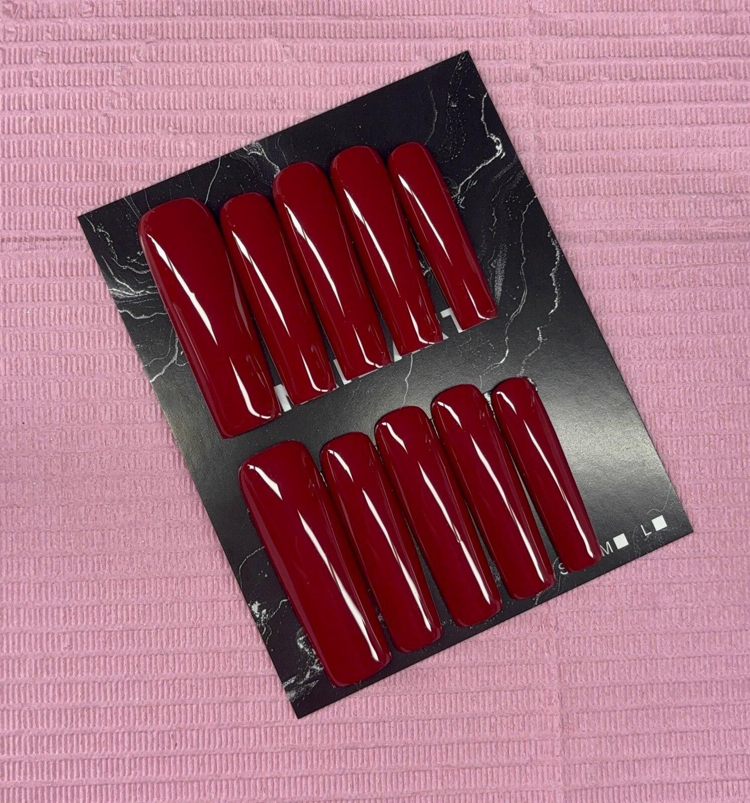 Handmade Extra long square Press on nails solid color builder gel Size ONE SIZE - 1 Thumbnail