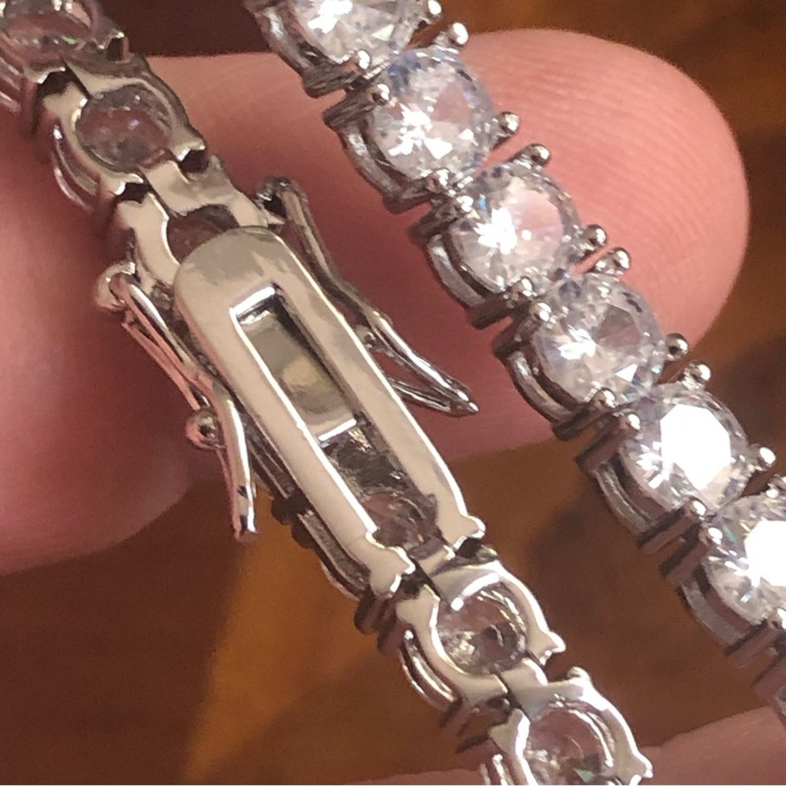 Jewelry Men’s 5mm round cubic zirconia 14k silver plated bracelet 9” Size ONE SIZE - 14 Thumbnail