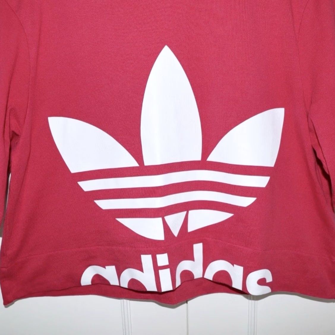 Adidas Adidas Crop Shirt Tee Size UK 8 Womens Pink Big Trefoil Logo Top Pre Loved Vgc Size M / US 6-8 / IT 42-44 - 3 Thumbnail