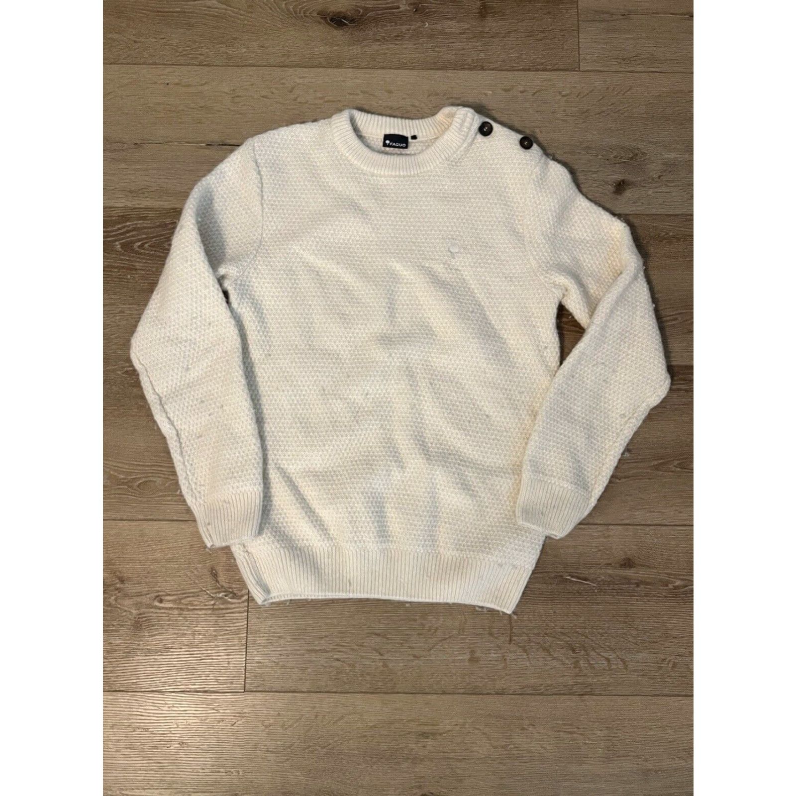 Vintage **Womens Ivory Wool Knit Pullover Size Large** User: **Faguo Womens Ivory Wool Knit Pullover Size Large** Size L / US 10 / IT 46 - 2 Thumbnail