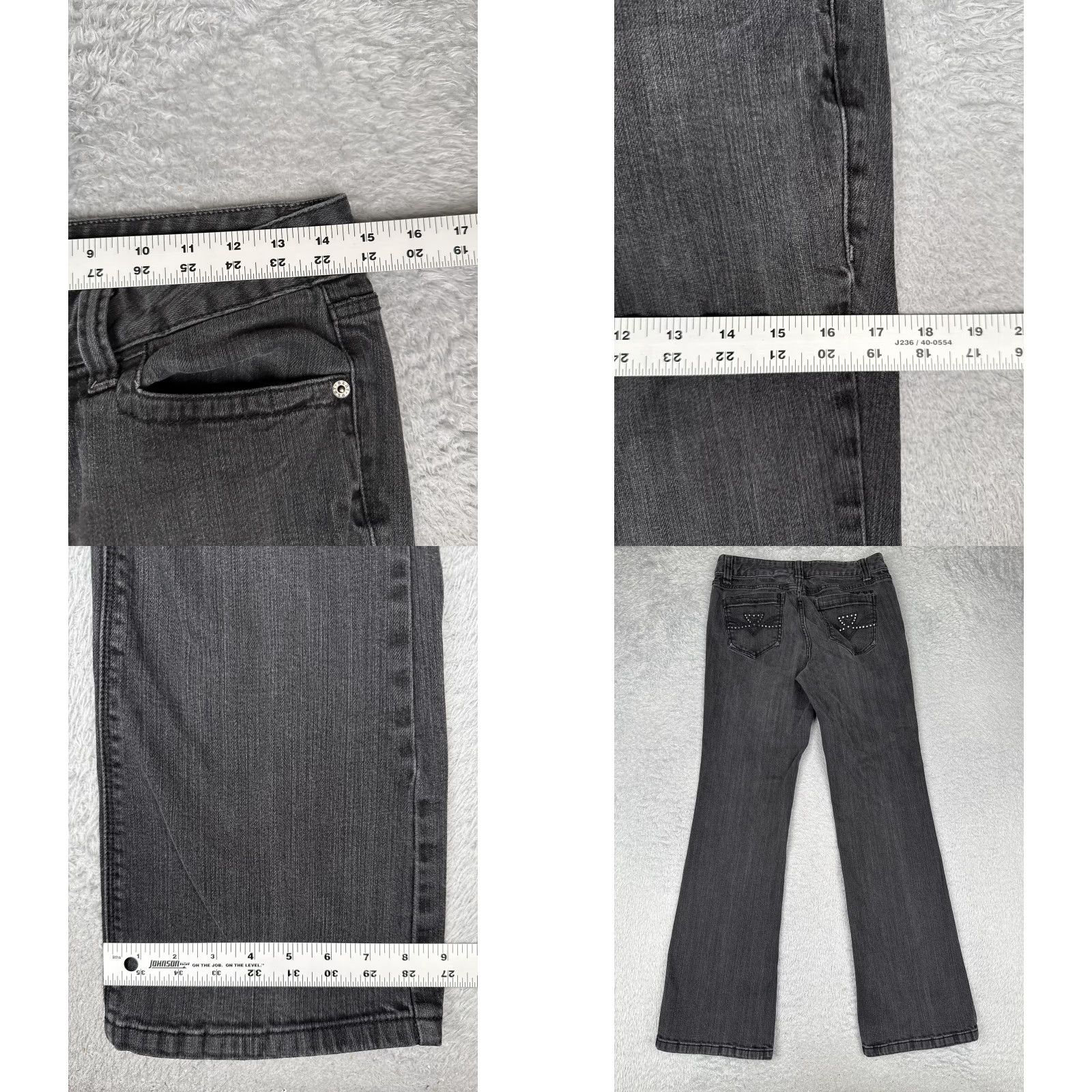 DKNY DKNY Jeans Womens Bootcut Denim 8 Gray Charcoal Wash 5-Pocket Rhinestone Pockets Stretch Size 30" / US 8 / IT 44 - 9 Thumbnail