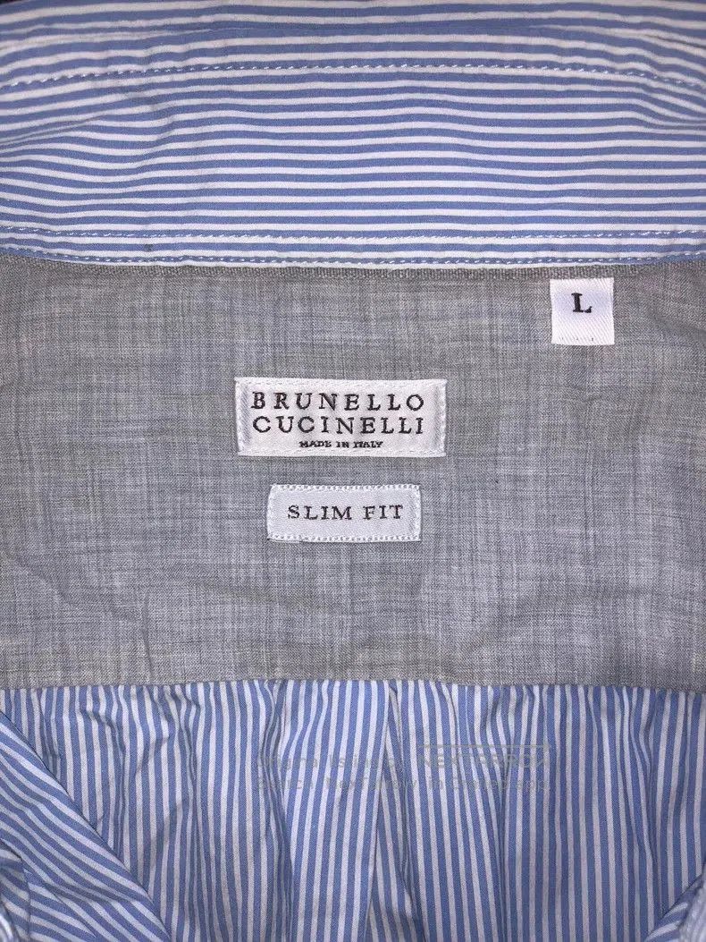 Brunello Cucinelli Brunello Cucinelli Blue Stripe Slim Shirt. Size US L / EU 52-54 / 3 - 3 Thumbnail