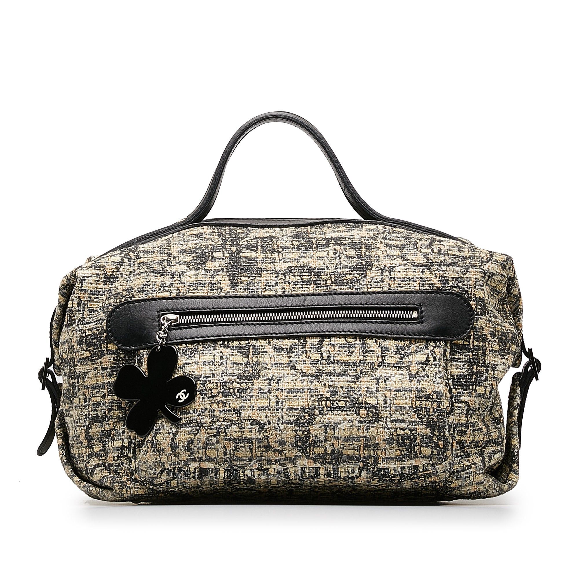 image of Chanel Tweed Clover Handbag in Brown, Women's