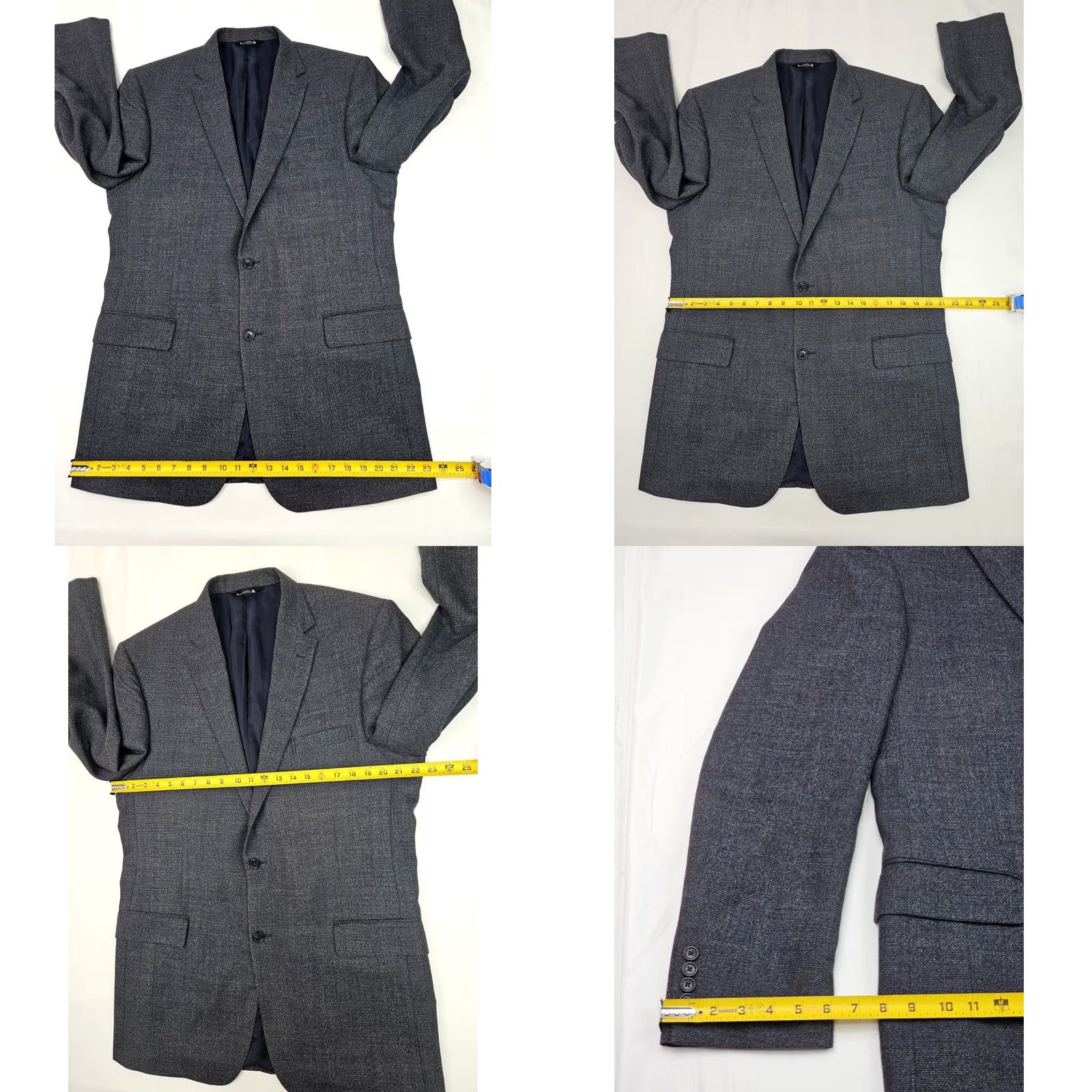 Jos. A. Bank Jos A. Bank Sport Coat Men 42R Blue Gray Micro Birdseye Heather Wool Blend Single-Breasted 2-Button Notch Flat Front Regular Jacket Size US XS / EU 42 / 0 - 9 Thumbnail