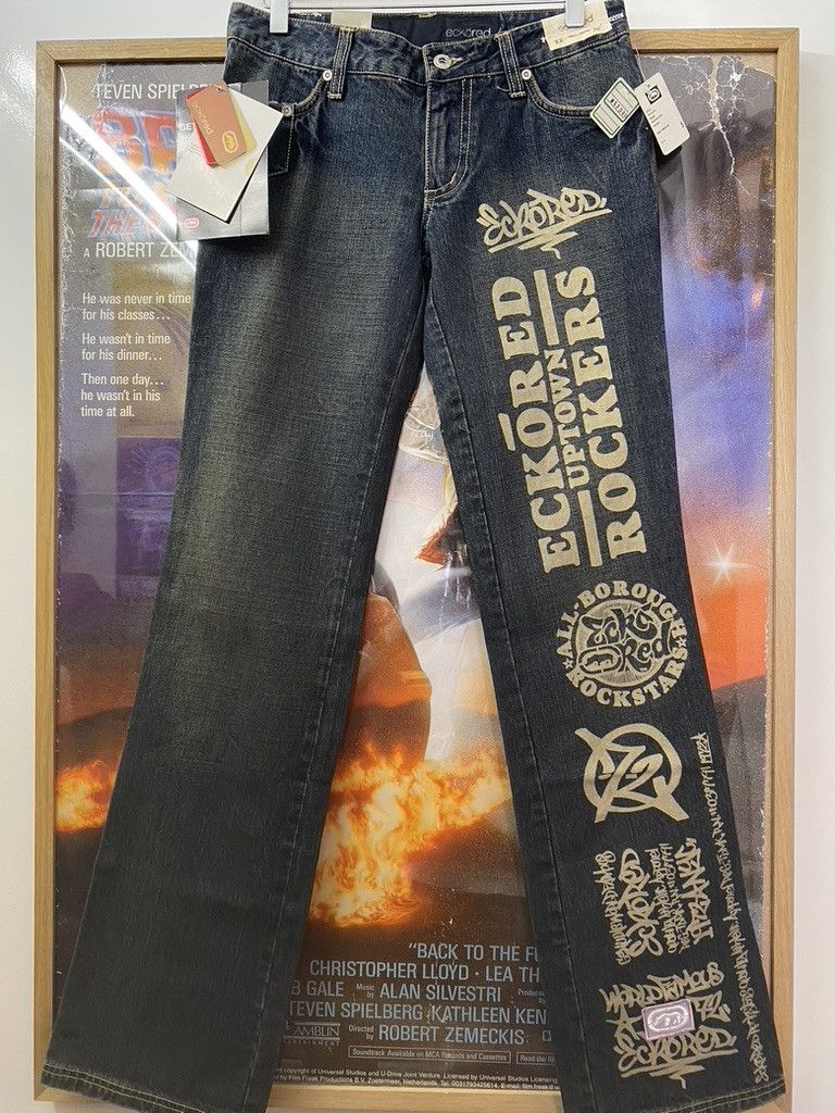 Ecko Unltd. FW2005 Ecko Red Full Length Printed Denim Jeans Size 27" / US 4 / IT 40 - 1 Thumbnail