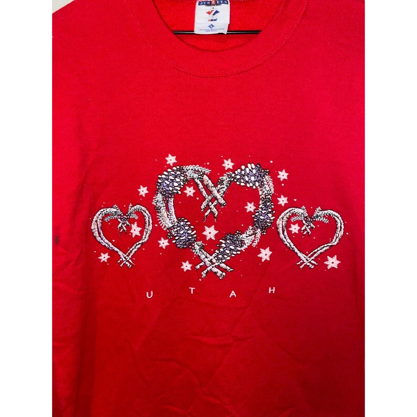 Jerzees Vintage Utah Sweatshirt CrewneckHear Love Red VTG 90s Large Size US L / EU 52-54 / 3 - 2 Thumbnail