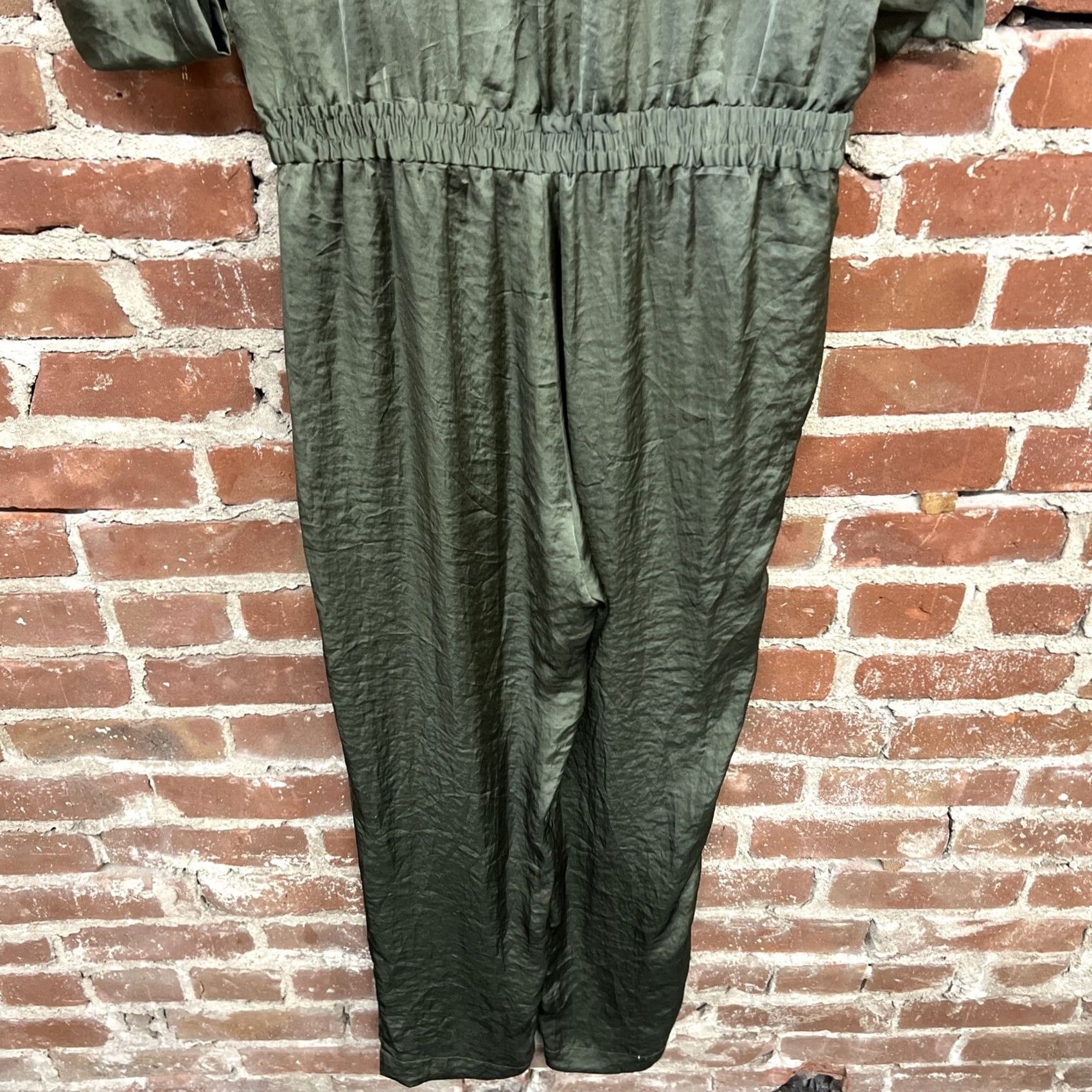 DKNY DKNY Jumpsuit Green Size Medium Womens Adjustable Sleeves Mock Turtleneck Casual Lightweight Polyester Logo Classic 90s Style Boys? Size 32" / US 10 / IT 46 - 5 Thumbnail
