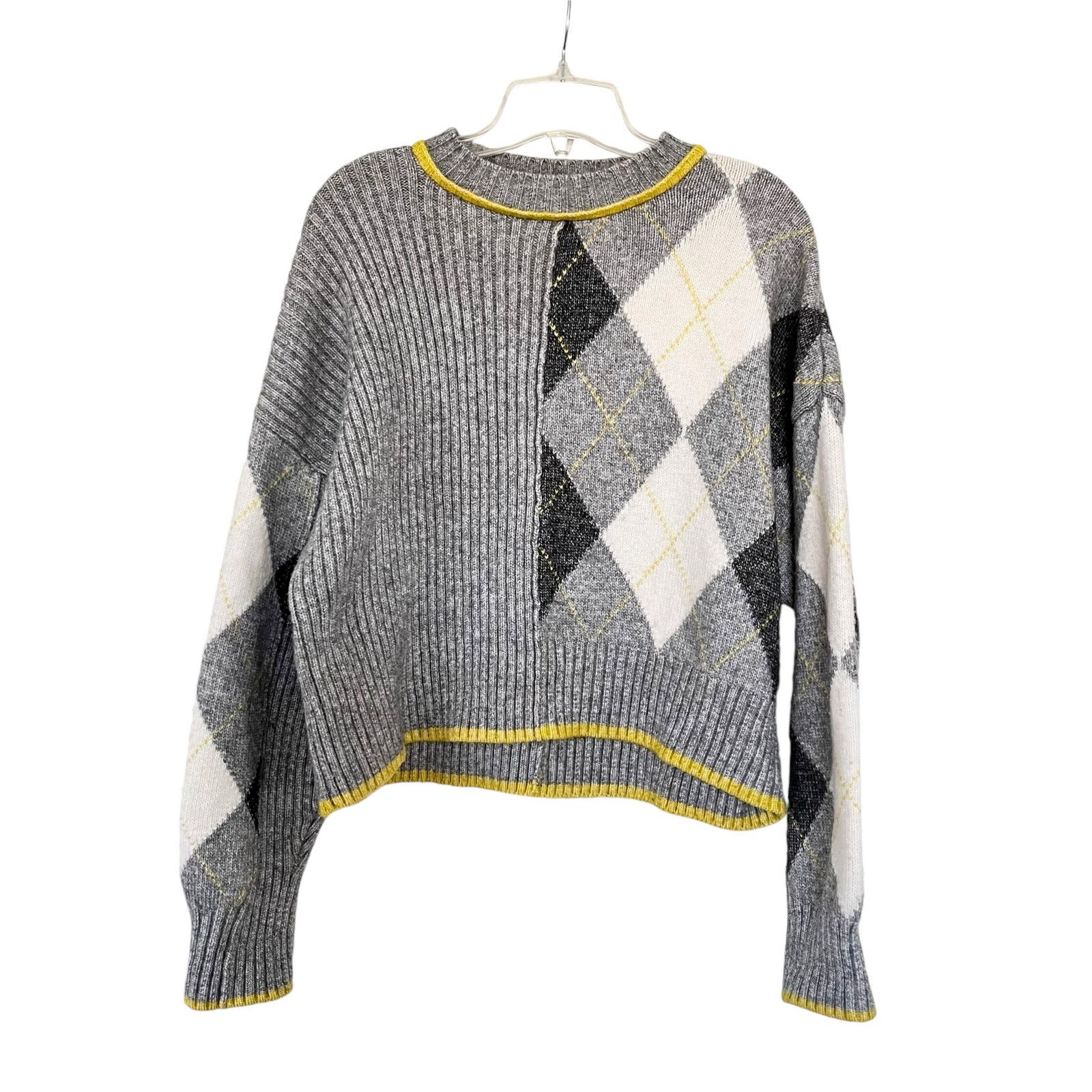 H&M Pringle of Scotland x H&M Gray Argyle Crewneck Sweater Size S / US 4 / IT 40 - 5 Thumbnail