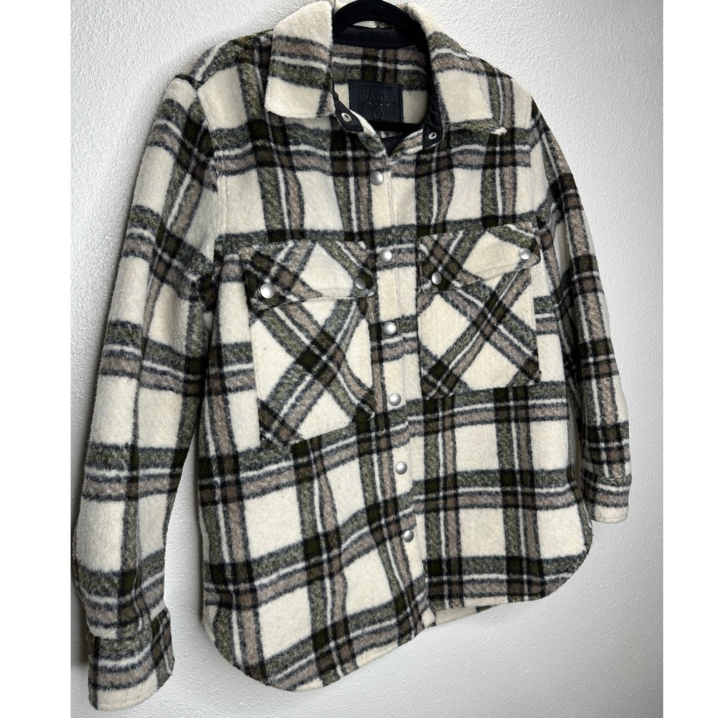 BLANKNYC Blank NYC Cream Brown Plaid Snap Button Collared Shacket S Size S / US 4 / IT 40 - 3 Thumbnail