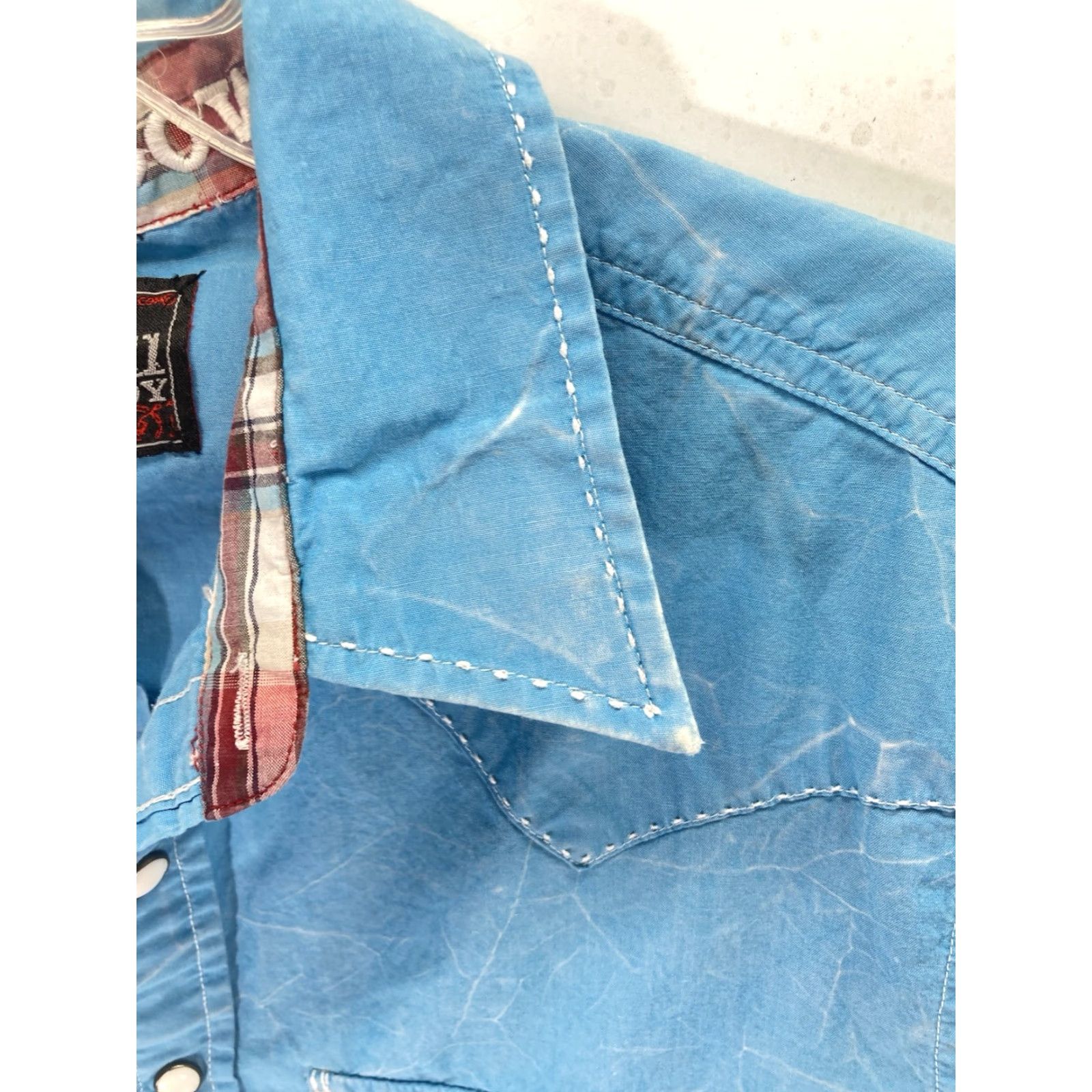 Vintage Rock Roll Cowboy Pearl Snap Shirt Men Small Turquois Blue Long Sleeve Western Shirt Mens S Blue Western Pearl Snap Shirt Size US S / EU 44-46 / 1 - 6 Thumbnail