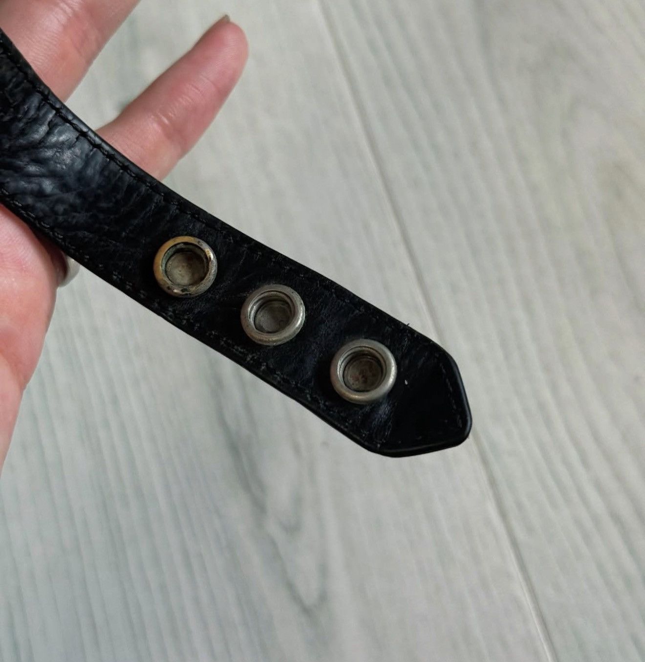 Chrome Hearts 3 Heart Buttons 2 Snap Leather Bracelet