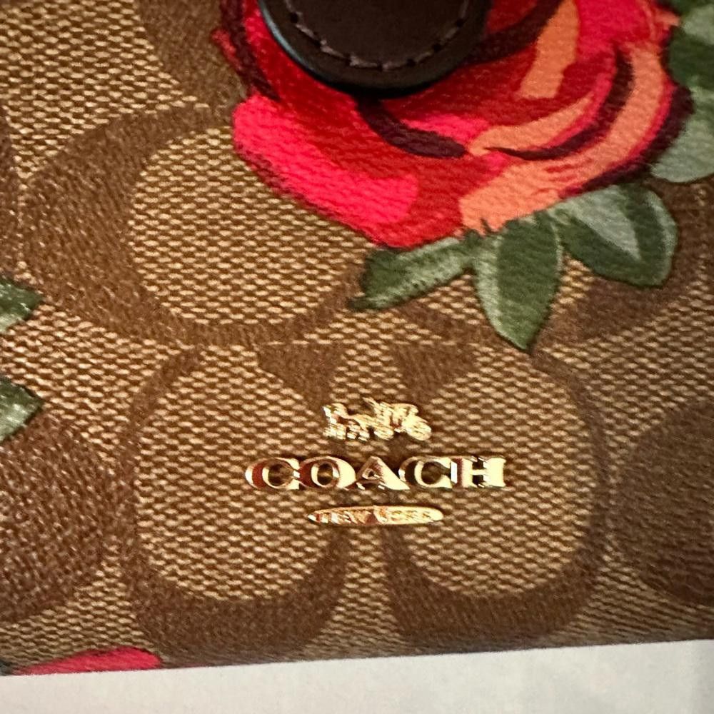 Coach COACH Bifold Medium Wallet Corner Zip Signature Floral Rose Size ONE SIZE - 3 Thumbnail