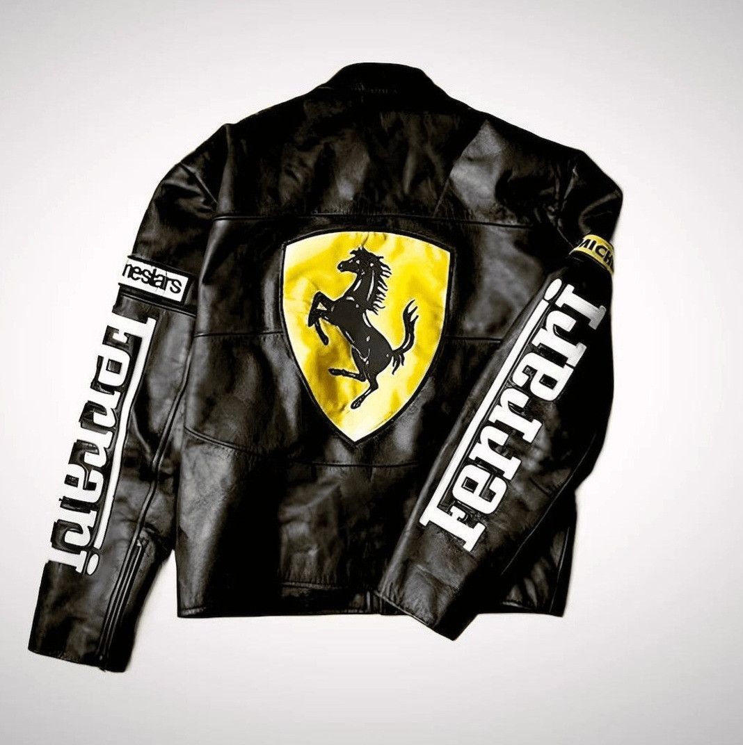 Ferrari × Handmade × Vintage Ferrari cafe Racer Motorcycle Leather ...