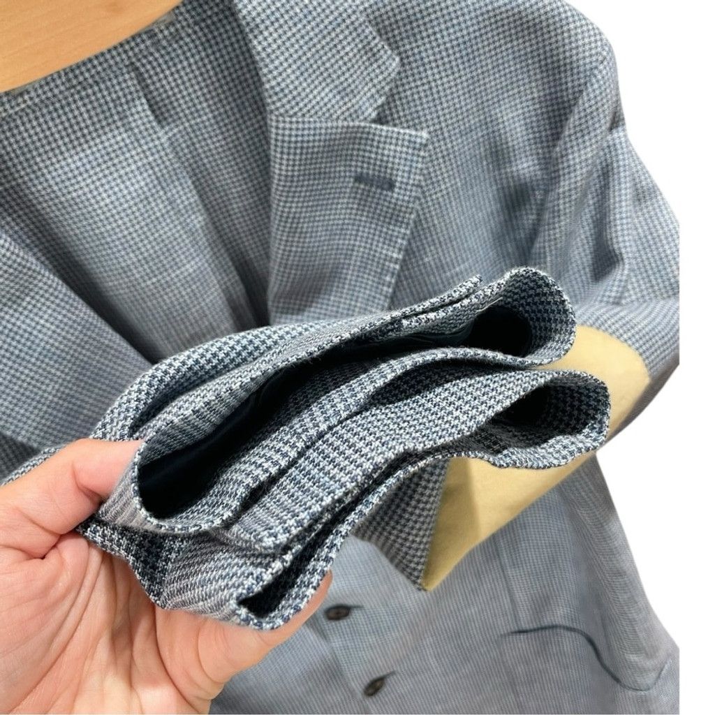 Other Al Duca D'aosta Unlined Blue Linen & Suede Suit Jacket UK 40 Size 40R - 6 Thumbnail