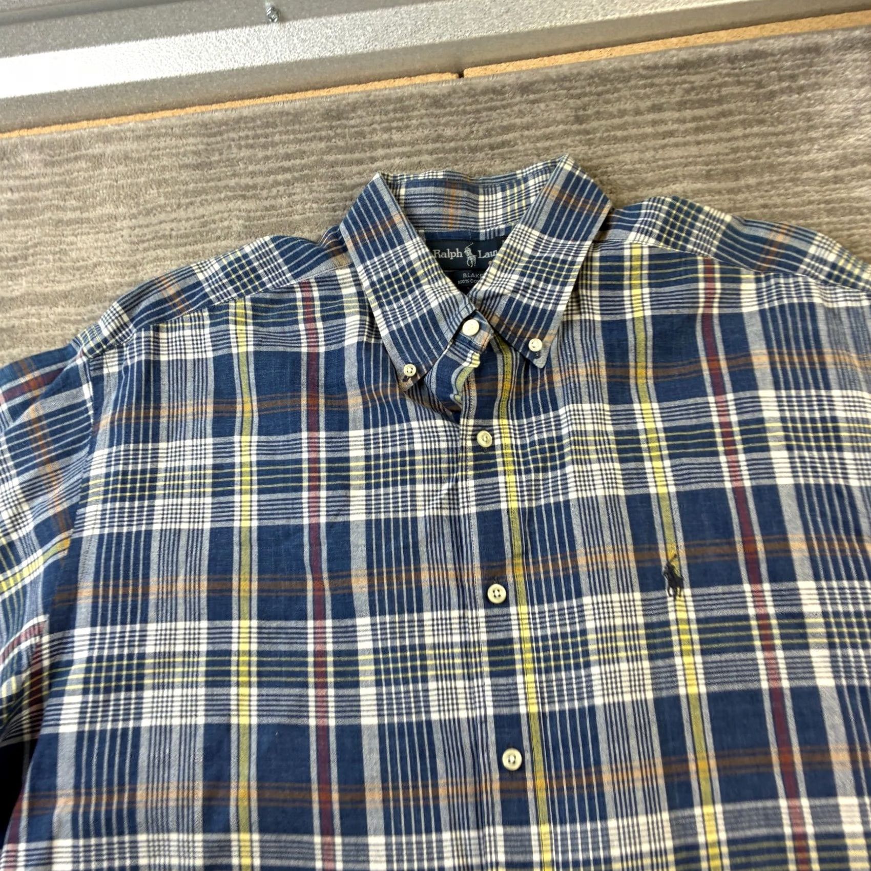 Ralph Lauren VINTAGE Ralph Lauren Shirt XL Blue Plaid Button-Up Polo Pony Mens Short Sleeve Casual Travel Size US XL / EU 56 / 4 - 3 Thumbnail