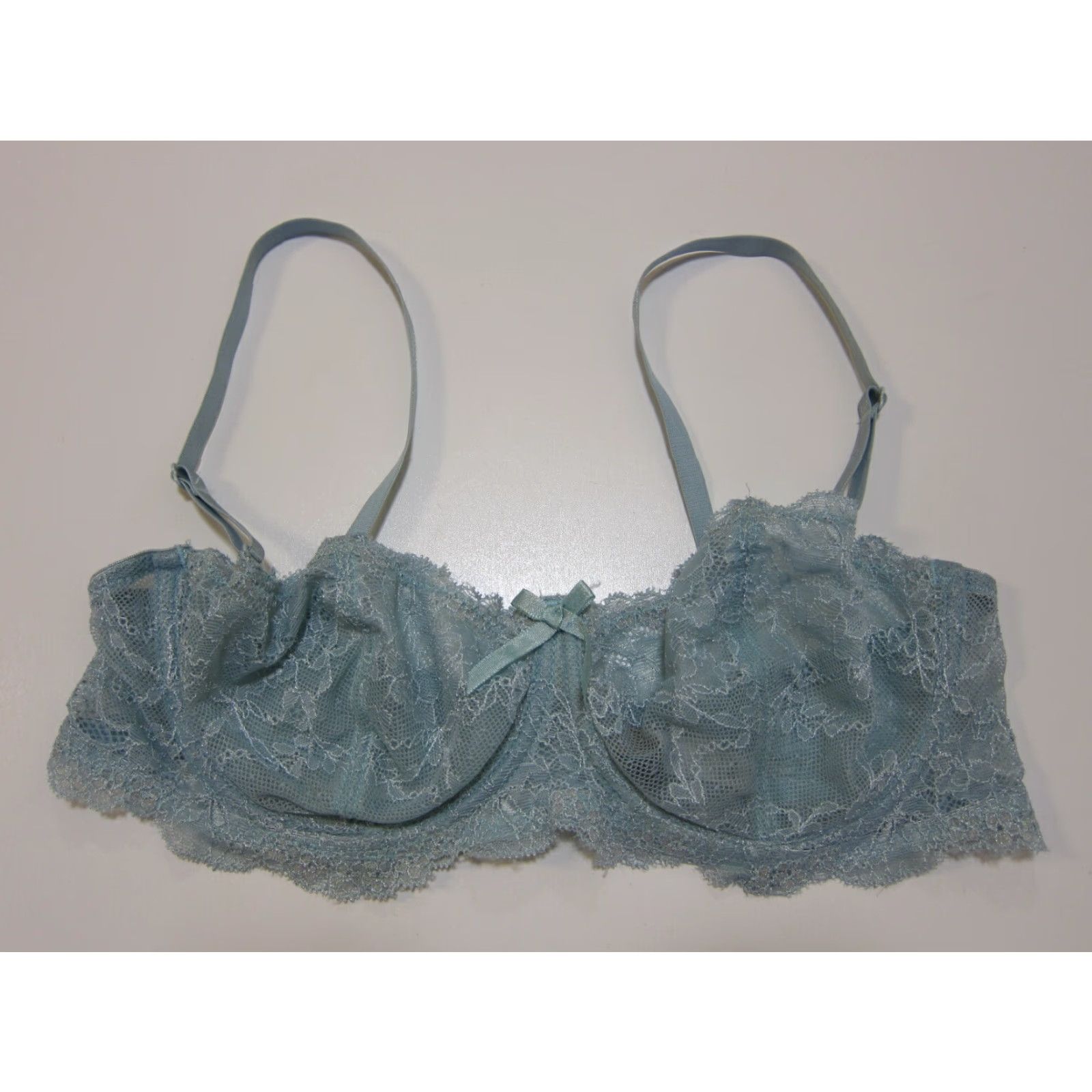 Vintage Donna Loren Gold Label Blue Lace Embroidered Underwire Bra Women 36C Size 36C Adjustable Strap Balconette Size ONE SIZE - 2 Thumbnail