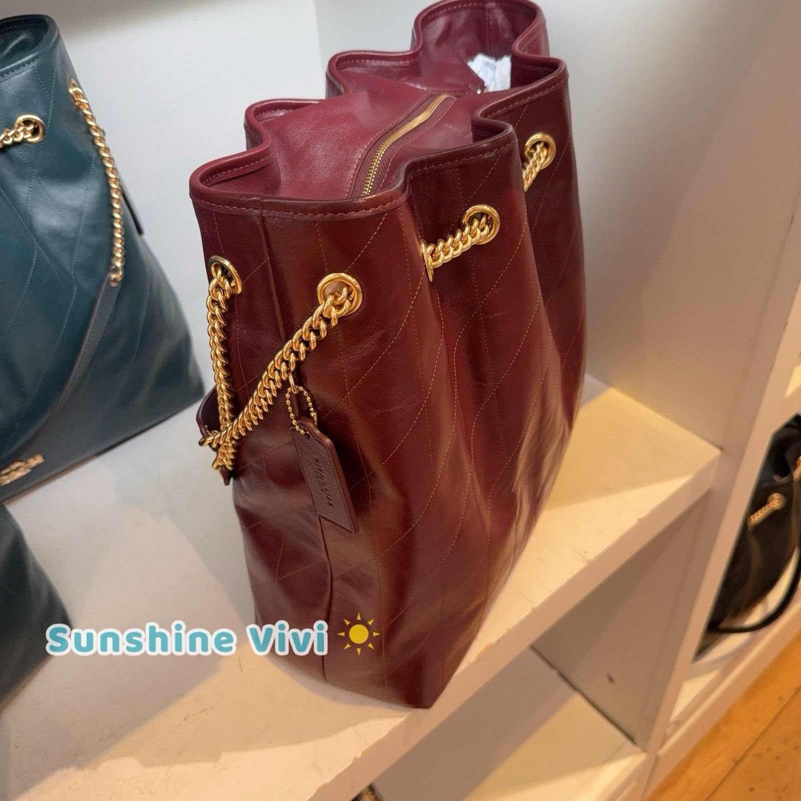 Coach NWT Coach Evelyn Large Shoulder Bag CCZ81 Leather Dark Wine Size ONE SIZE - 4 Thumbnail