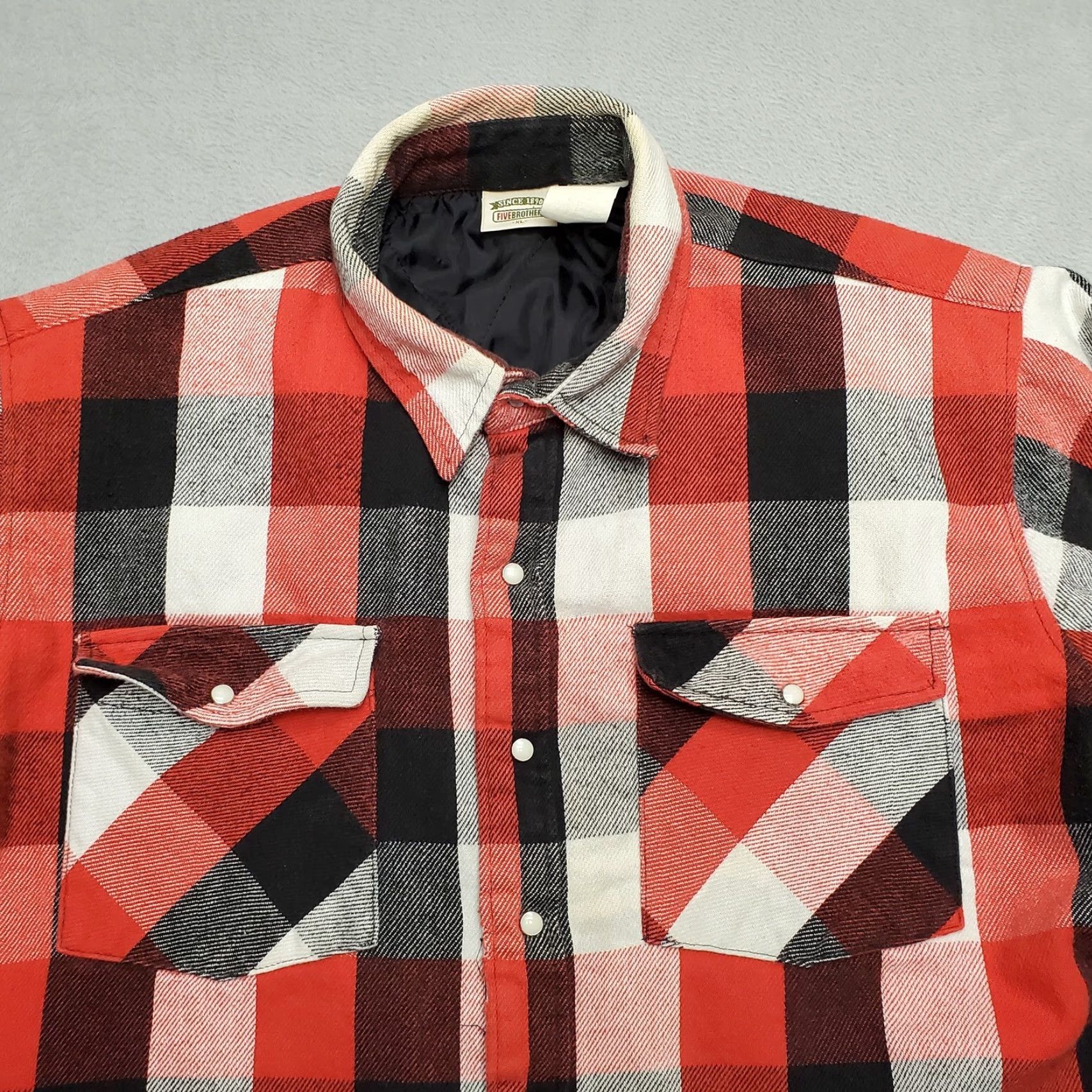 Vintage VINTAGE Five Brothers Shirt Jacket Mens XL Red Plaid Outdoor Lined Pearlsnap Buttons Snap Pockets Casual Twill Cotton Long Sleeve Collar Mens XL Red Size US XL / EU 56 / 4 - 2 Thumbnail