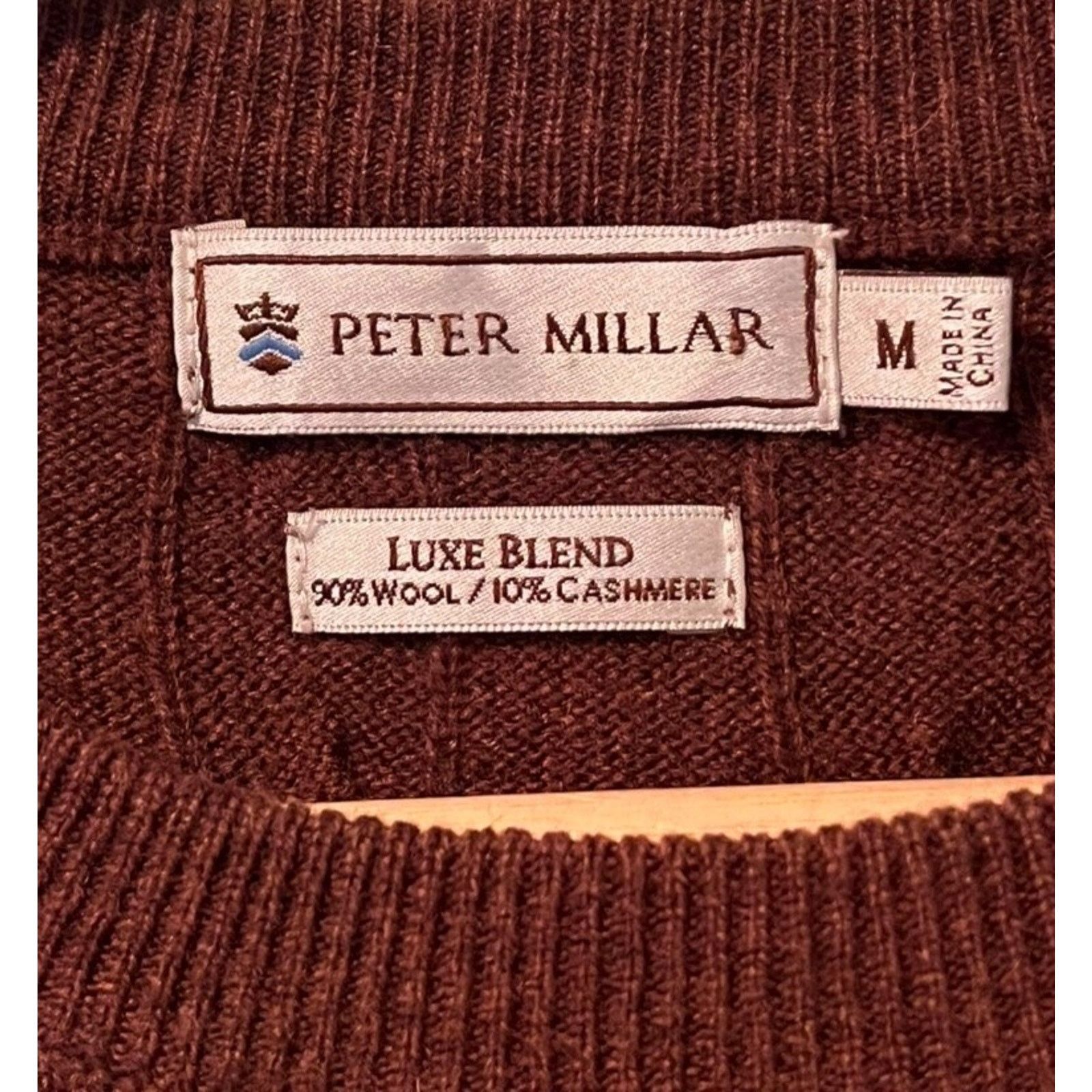 Peter Millar Peter Millar Brown Red Cable Knit Sweater M Luxe Blend Flaw Size US M / EU 48-50 / 2 - 7 Thumbnail