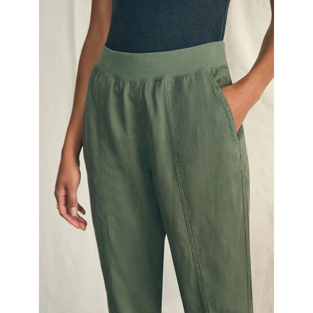 Faherty Faherty Arlie Pants Thyme Green Linen Blend Pull On Size XS Size 26" / US 2 / IT 38 - 12 Thumbnail