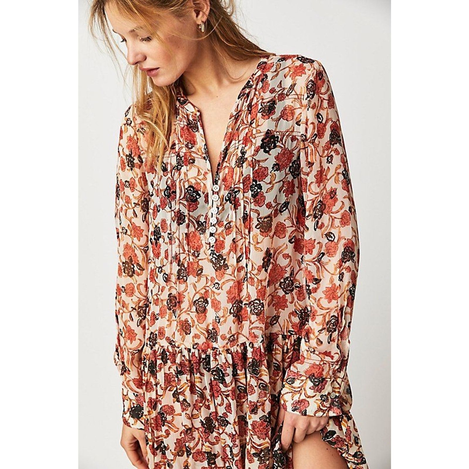 Free People New Free People See It Through Dress $168 X-SMALL Tea Floral Size XS / US 0-2 / IT 36-38 - 3 Thumbnail