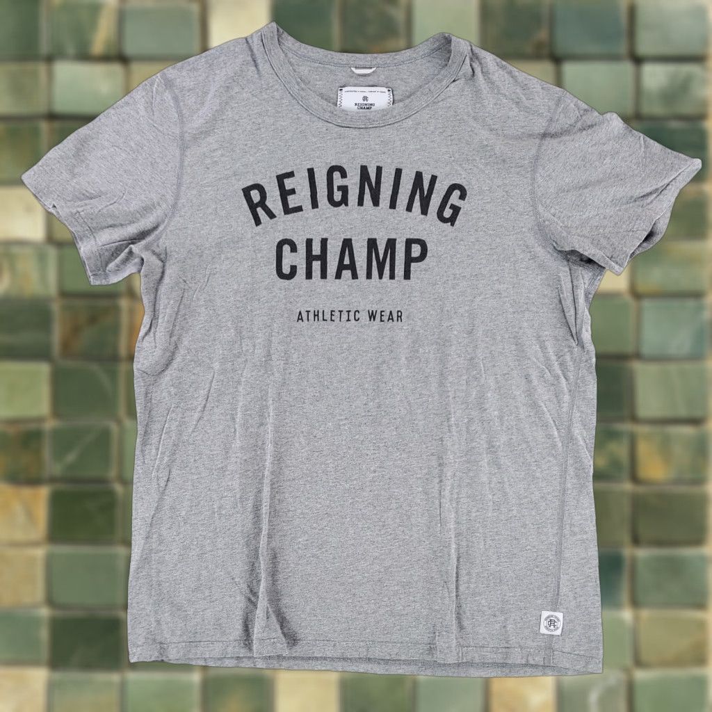 Reigning Champ Reigning Champ T-Shirt Short Sleeve Gray Spellout Mens XL Size US XL / EU 56 / 4 - 1 Thumbnail