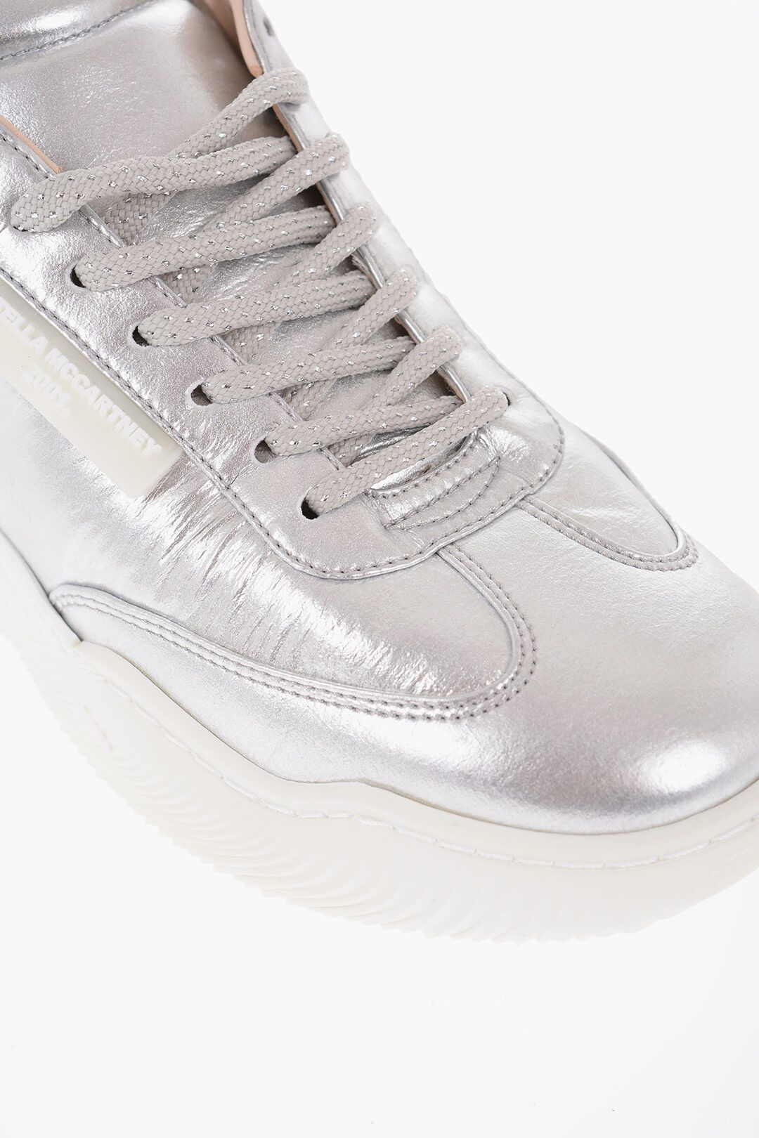Stella McCartney og1mm0824 Metallic Effect Low-Top Sneakers in Silver Size US 8 / IT 38 - 4 Thumbnail