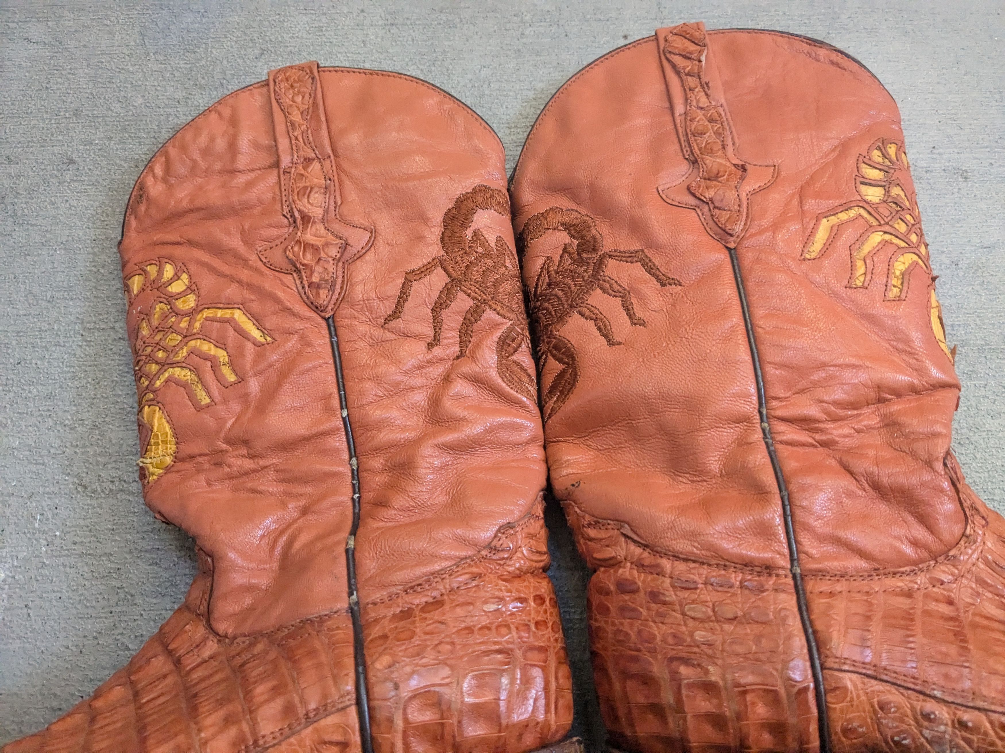 Genuine Leather Crocodile Cowboy Boots Brown 8.5 Vintage Leather Botas Size US 8.5 / EU 41-42 - 7 Thumbnail