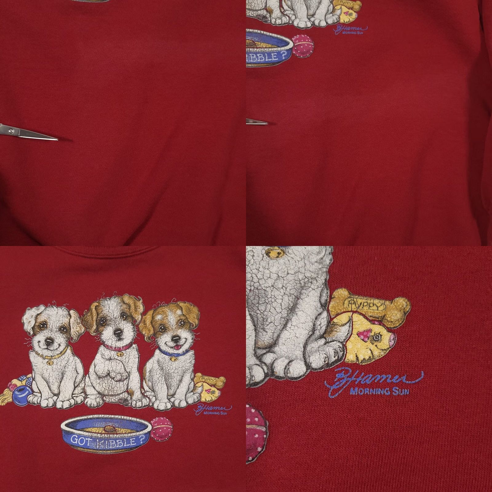 Vintage VINTAGE Morning Sun Sweatshirt Women 2XL Red Puppies Dogs Made In USA Ladies Pullover Crew Neck Knit Cotton Blend Silhouette Regular Size XXL / US 16-18 / IT 52-54 - 8 Thumbnail