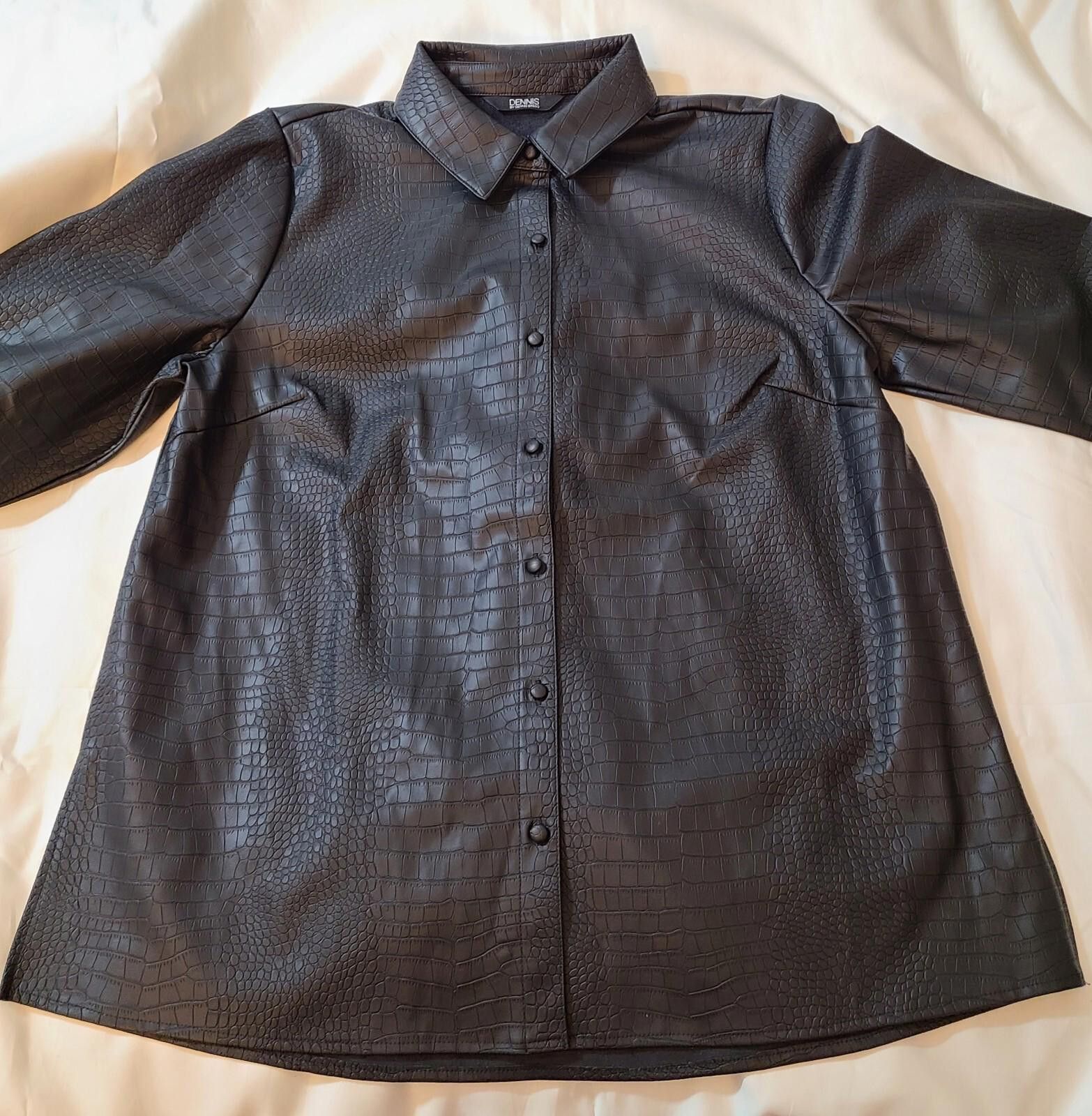 Designer Dennis Basso Faux Leather Textured Shirt Adult Size Medium Size M / US 6-8 / IT 42-44 - 3 Thumbnail