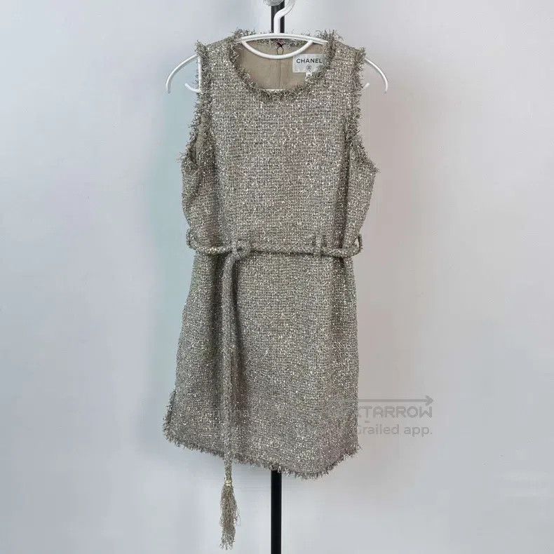 Chanel Chanel Greek series woven tweed silver silk spike dress Size XS / US 0-2 / IT 36-38 - 1 Thumbnail