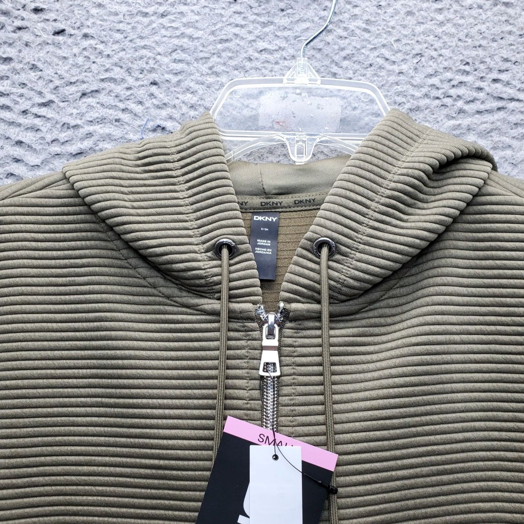 DKNY DKNY Womens Hooded Jacket Green Small - Size S - Pockets - Ribbed Soft Ottoman Tech - Casual Outerwear - Jacket Size S / US 4 / IT 40 - 5 Thumbnail