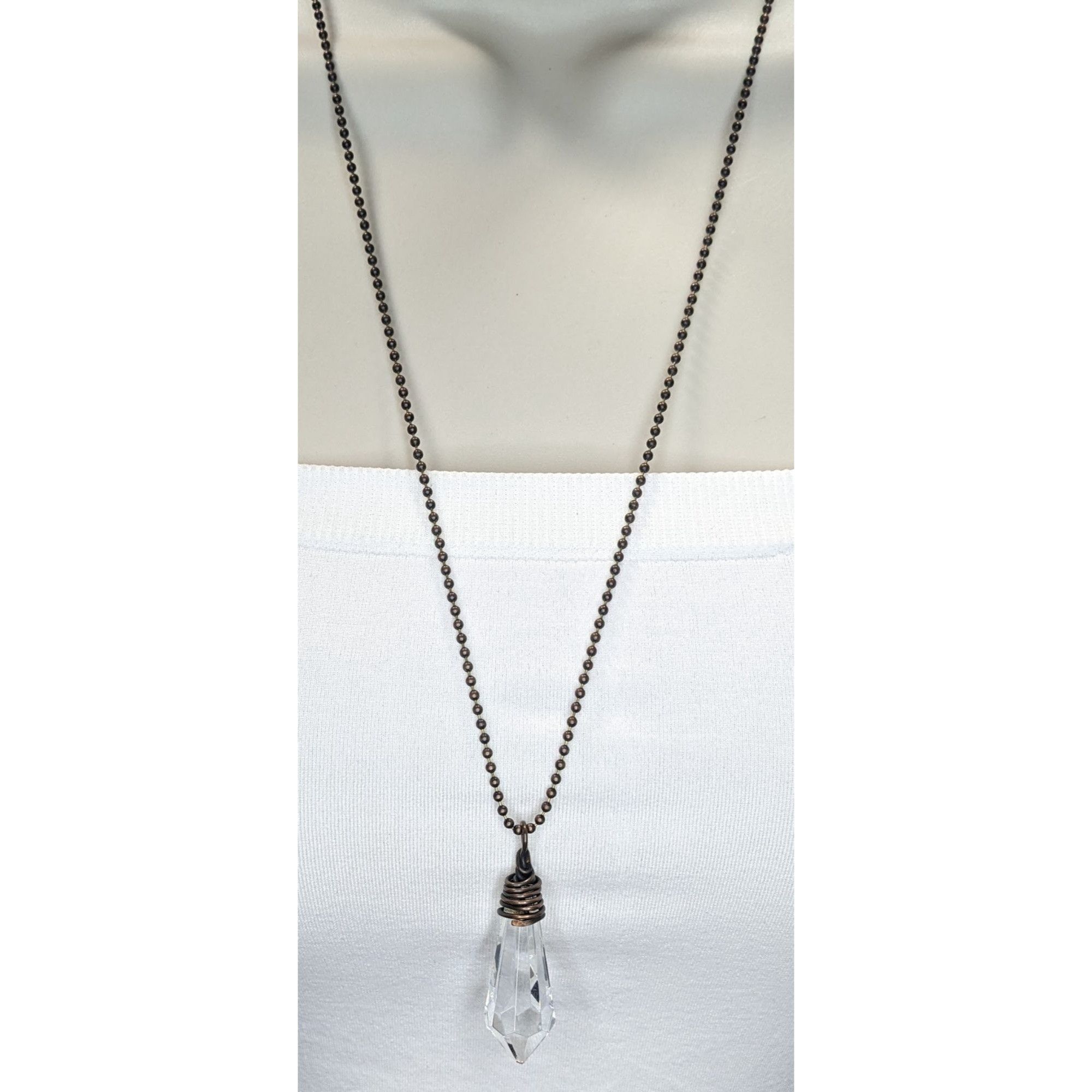 Handmade Handmade Whimsical Crystal Teardrop Prism Necklace With Copp Size ONE SIZE - 3 Thumbnail