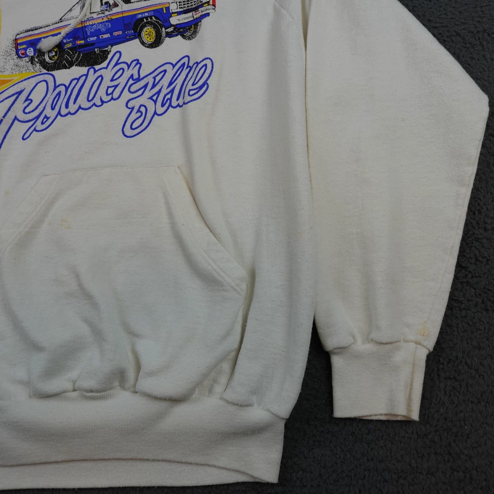 Vintage VINTAGE The OPS Univision Powder Blue Truck Hoodie Mens Large White Sweatshirt Size US L / EU 52-54 / 3 - 2 Thumbnail