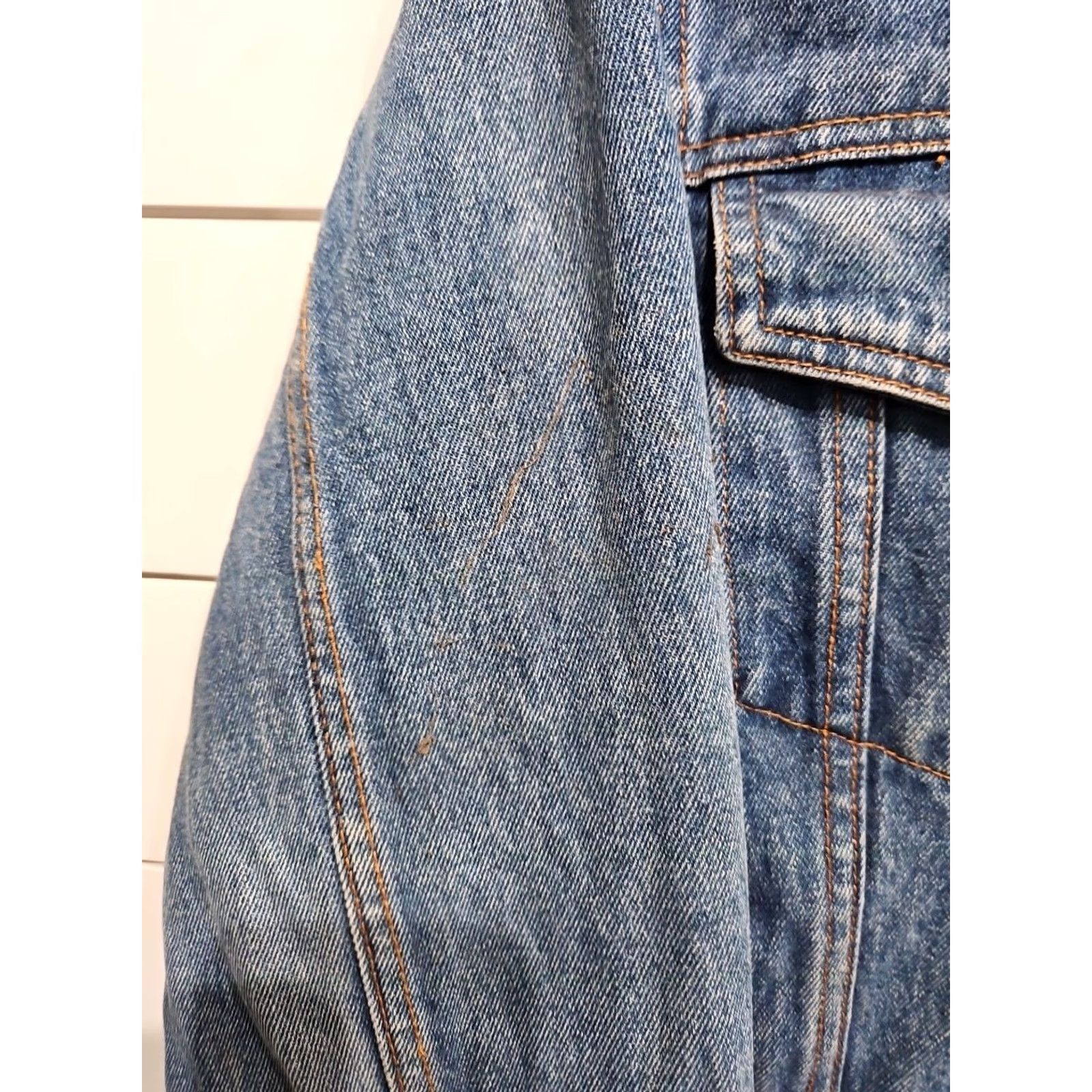 Denime VINTAGE Windbreaker Denim Western Rancher Cowboy Bomber Jacket Coat Mens Large Denim Jacket Blue Windbreaker Mens L Cowboy Western Style Varsity? Size US 33 - 3 Thumbnail