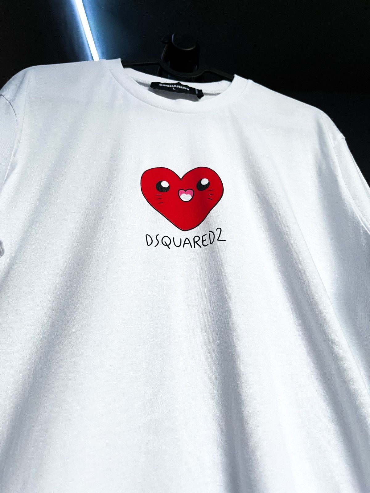 image of Dsquared2 Heart Motif Logo White T-Shirt, Men's (Size Large)