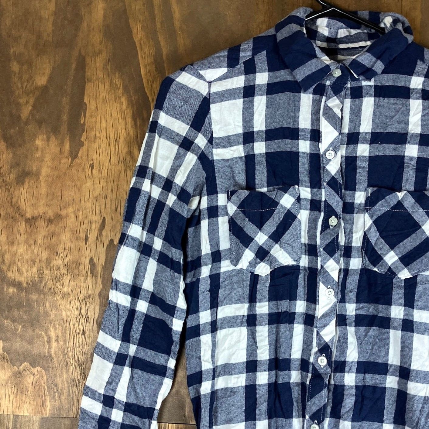 Vintage Aerie Womens Romper Navy White Plaid Flannel Collared Long Sleeve Drawstring XS Size XS / US 0-2 / IT 36-38 - 4 Thumbnail