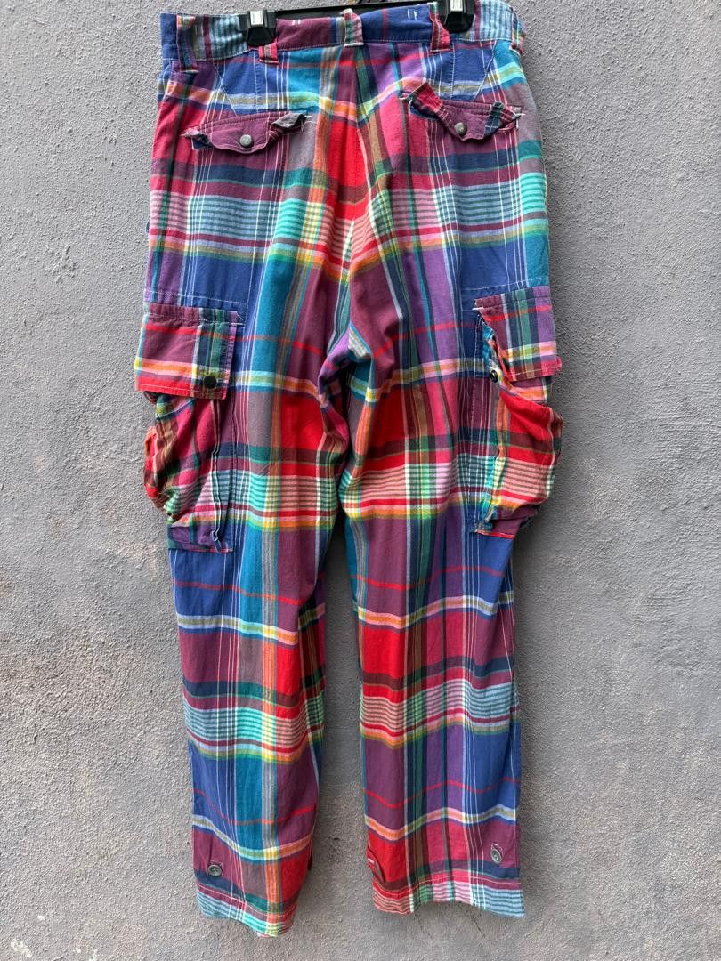 Polo Ralph Lauren Vintage 90s Polo RL Madras Tartan Cargo Trouser Pant Size US 30 / EU 46 - 3 Thumbnail