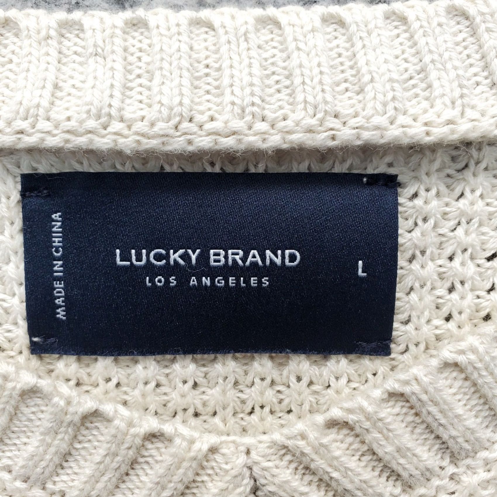 Lucky Brand Lucky Brand Sweater Mens Large Tan Waffle-knit Raglan Sleeve Rib V Neck Pullover Size US L / EU 52-54 / 3 - 5 Thumbnail