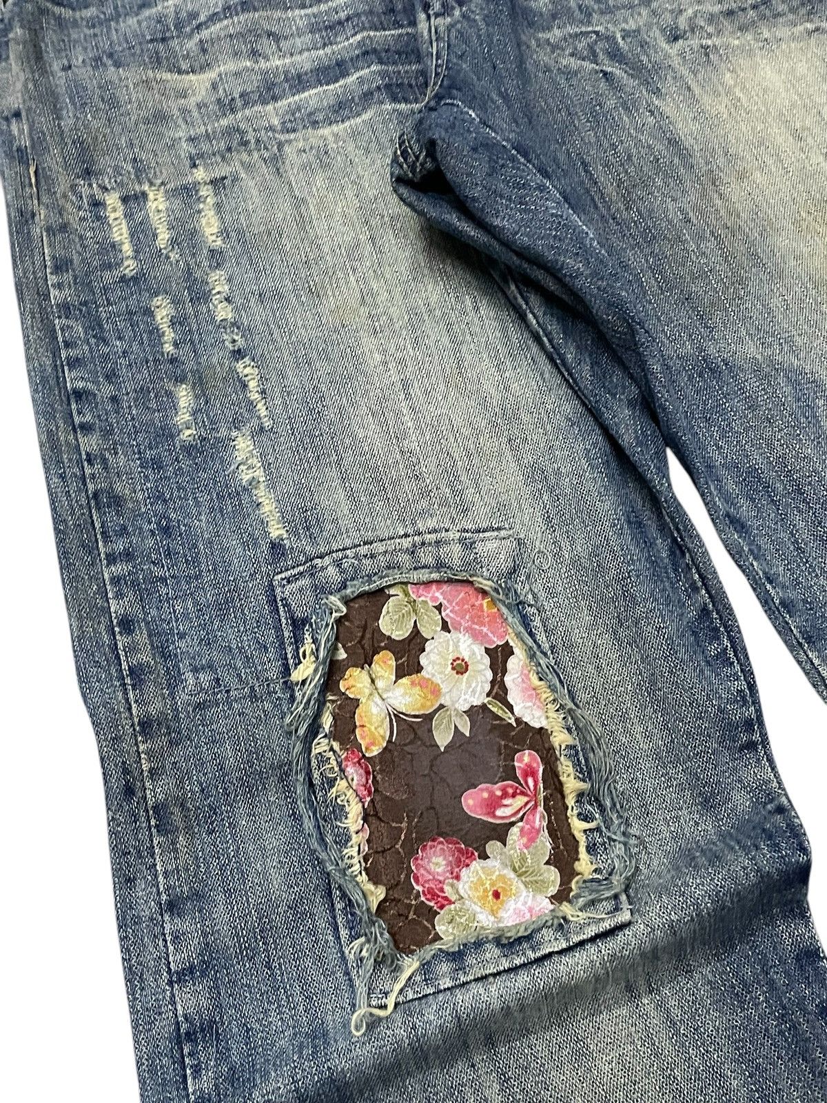 Guru × Hysteric Glamour × Japanese Brand Gumu Japan Boro Patchwork Cut & Sew Leather Trimmed Jeans Size US 32 / EU 48 - 8 Thumbnail