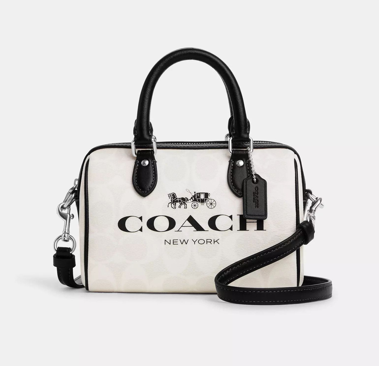 image of Coach Mini Rowan Crossbody In Signature Canvas Co959 in Silver, Women's